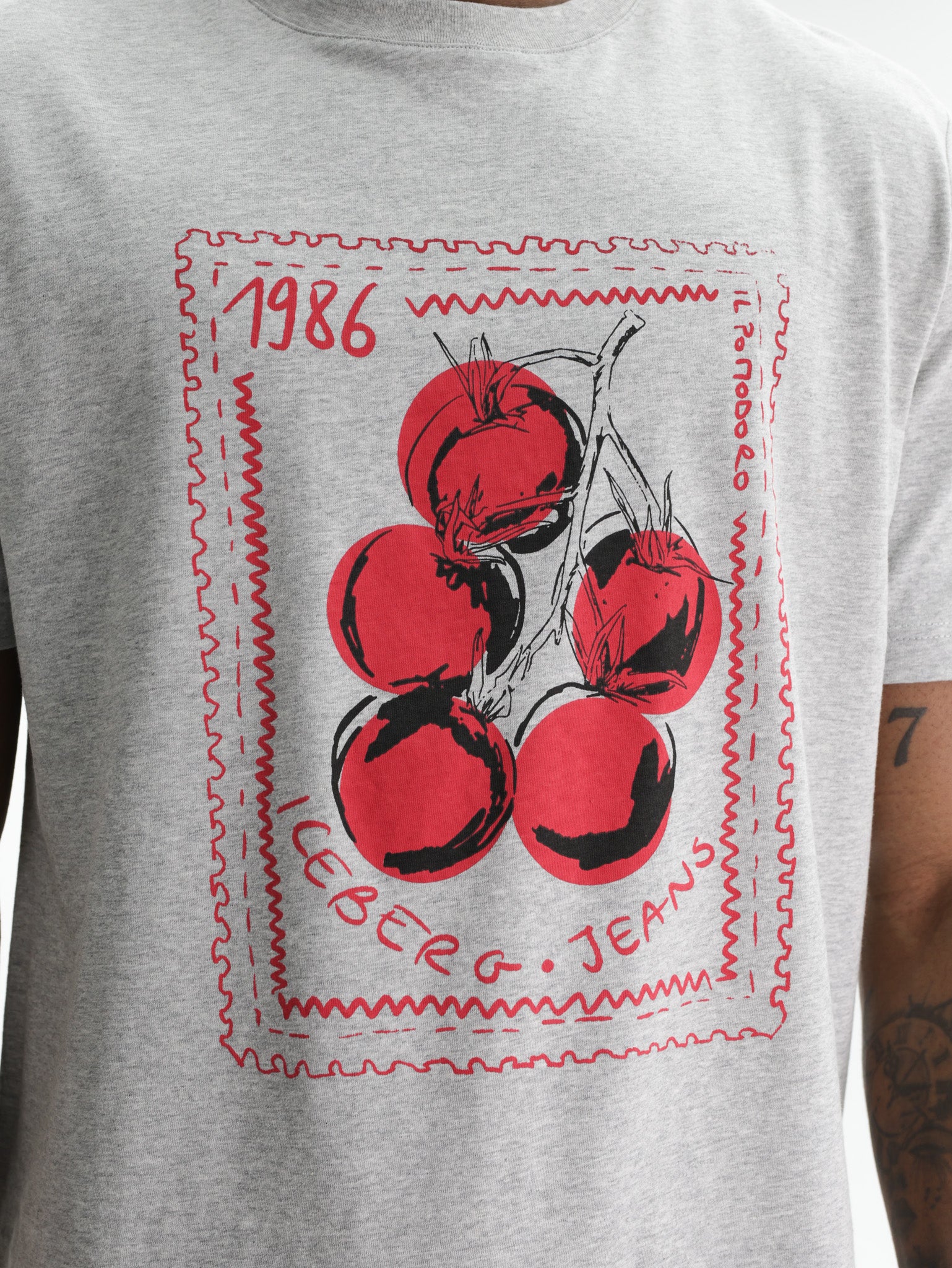 Iceberg Jeans T-Shirt Tomato 1986 Print Grey