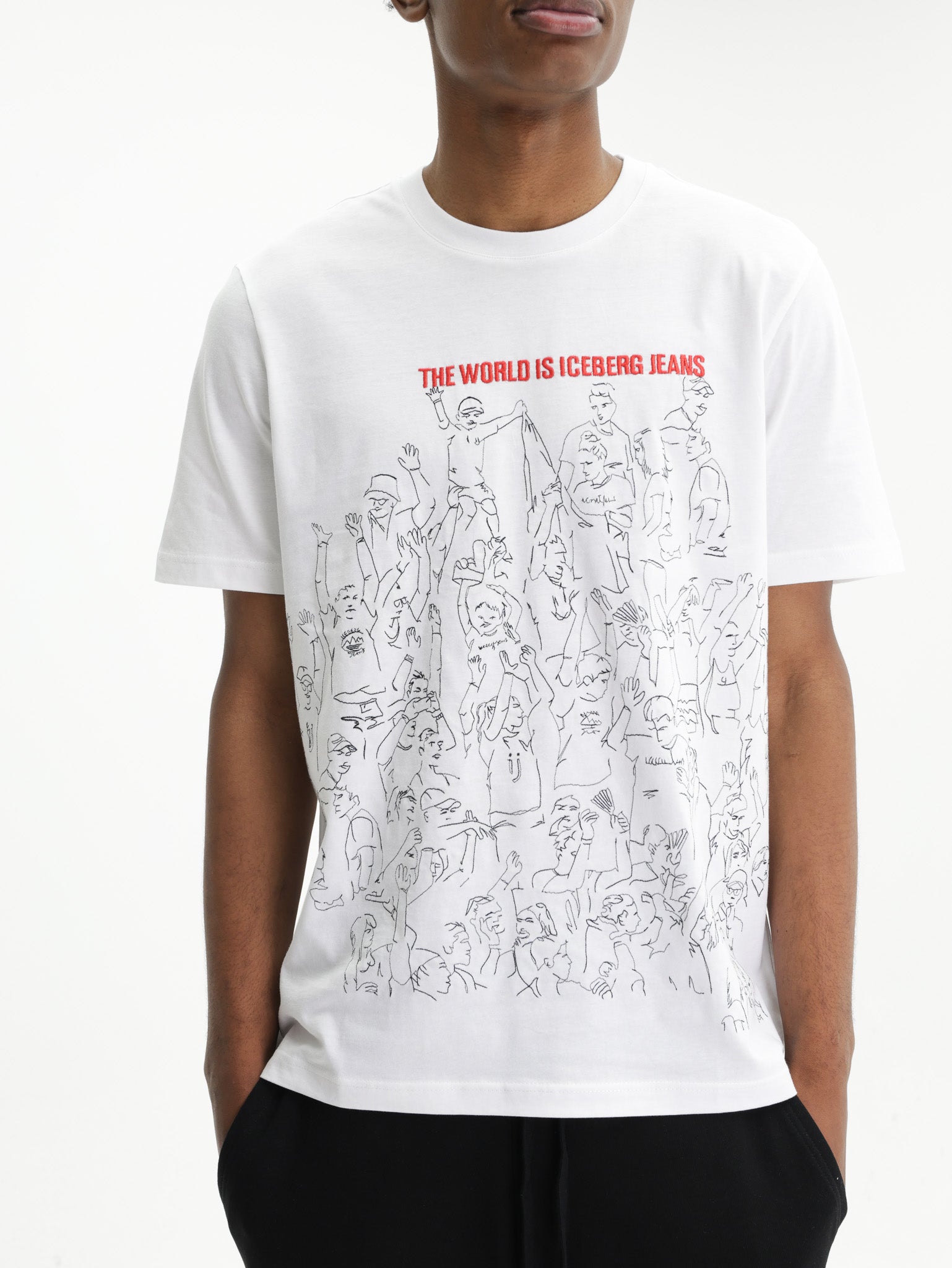 Iceberg Jeans T-Shirt People Ao Print  White