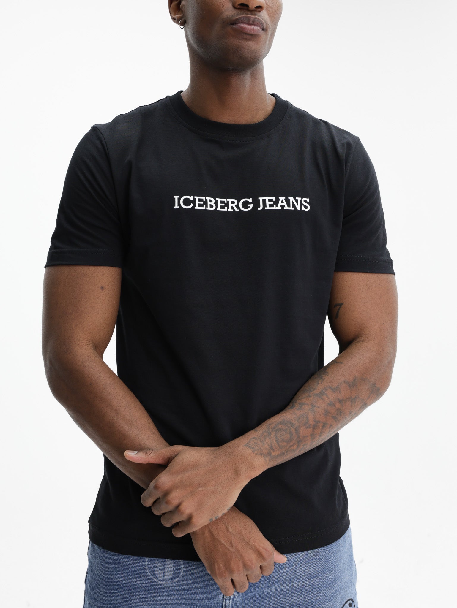 Iceberg Jeans T-Shirt Black Ibj Print Black