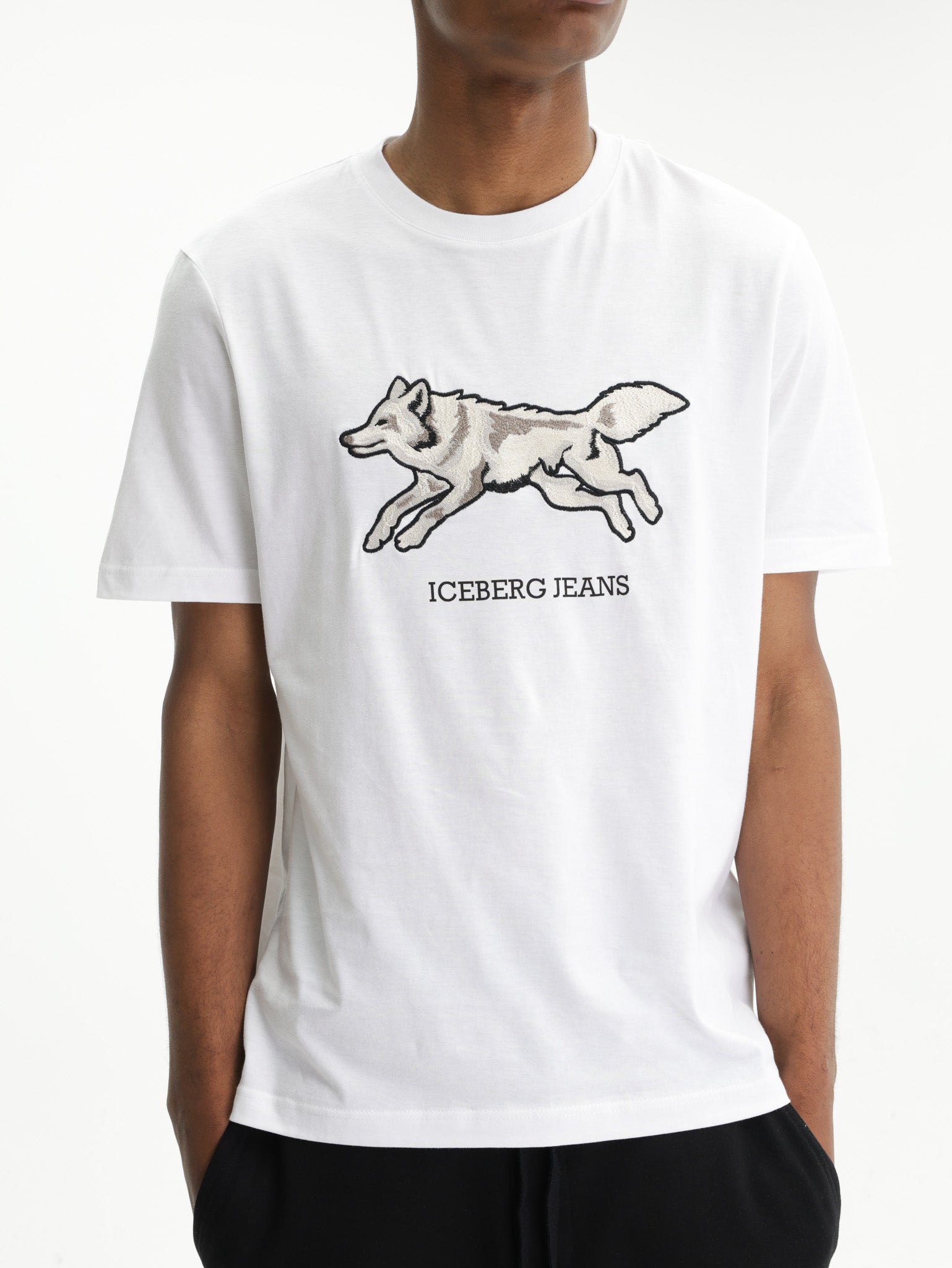 Iceberg Jeans T-Shirt Wolf Print Ibj  White