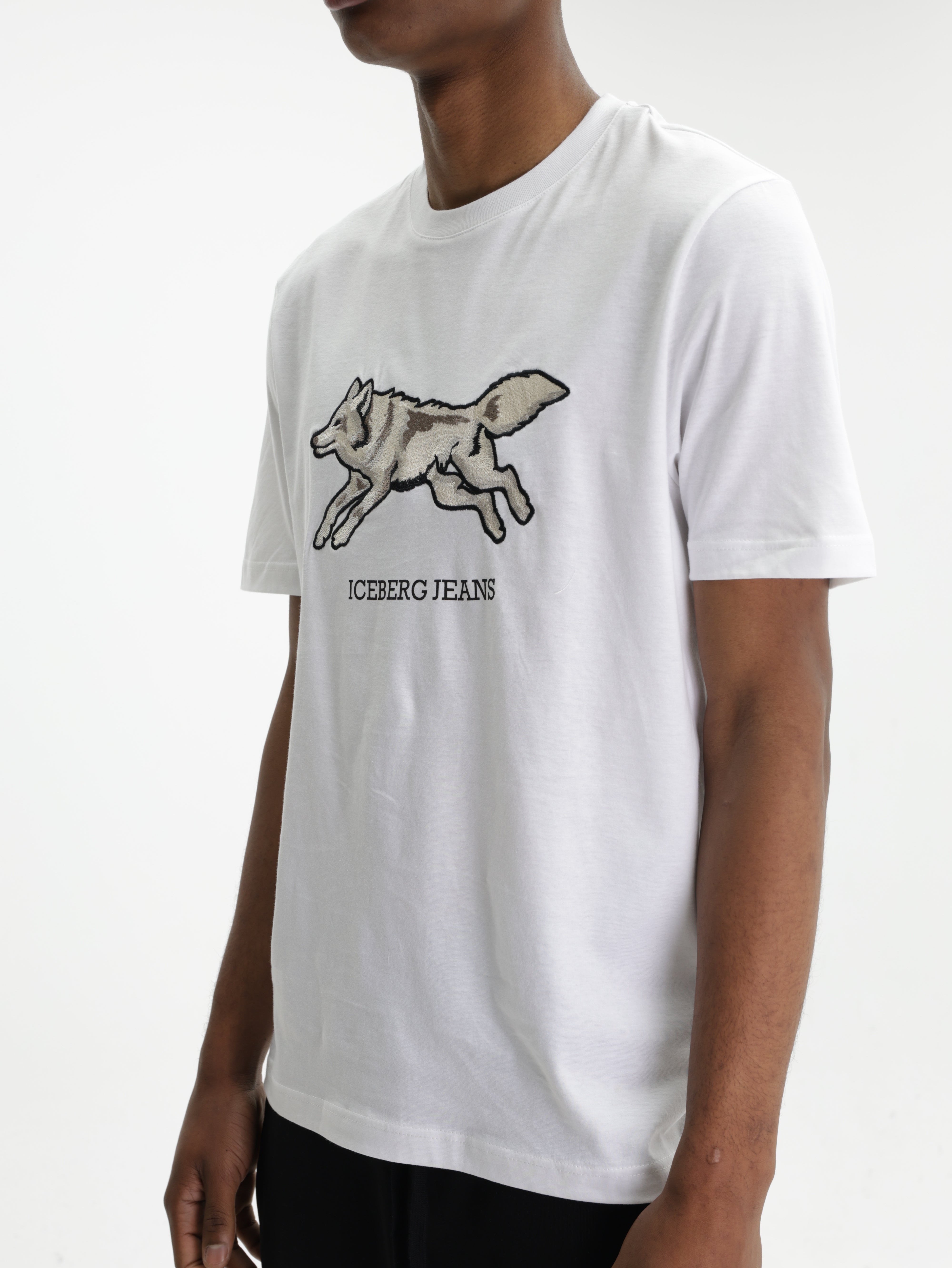 Iceberg Jeans T-Shirt Wolf Print Ibj  White