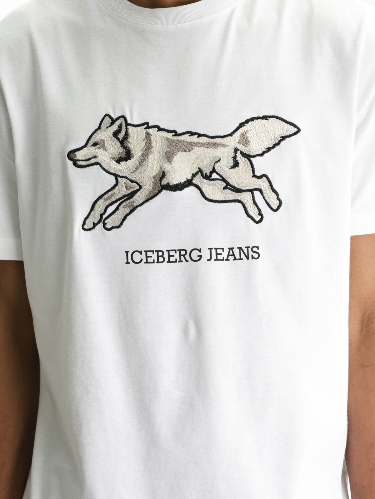 Iceberg Jeans T-Shirt Wolf Print Ibj  White