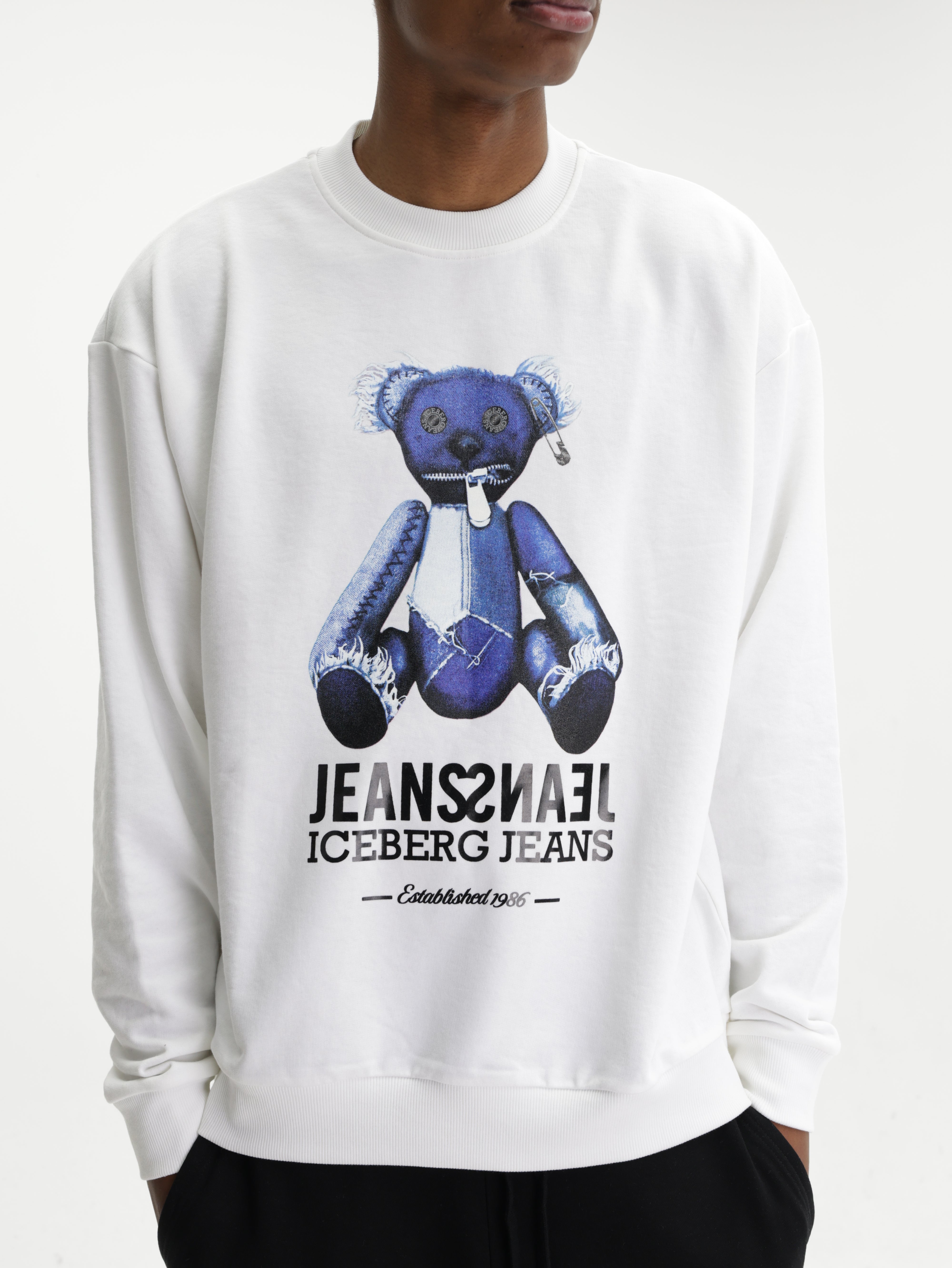 Iceberg Jeans Sweater Teddy Print White