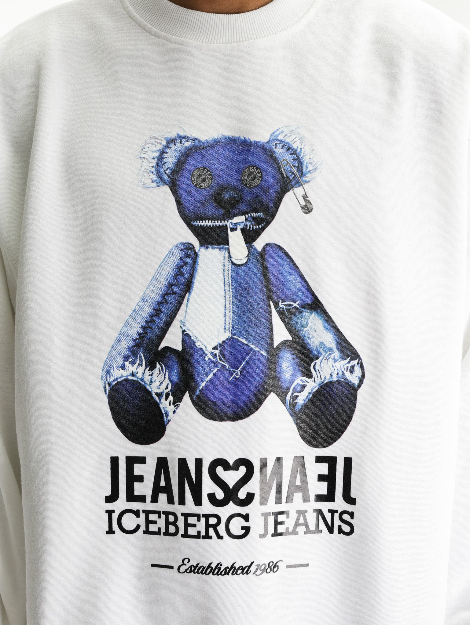 Iceberg Jeans Sweater Teddy Print White