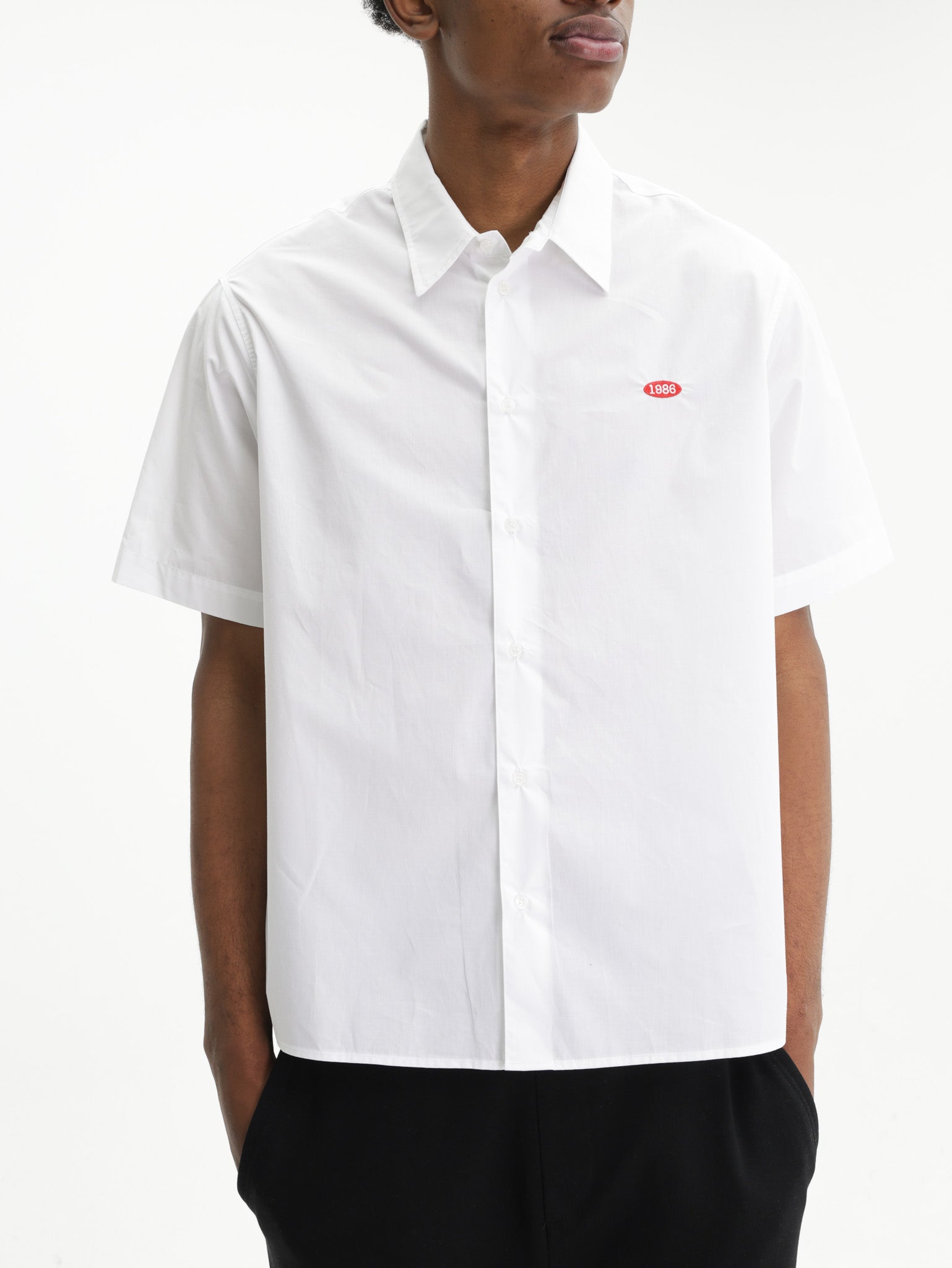Iceberg Jeans Shirt Red Logo White