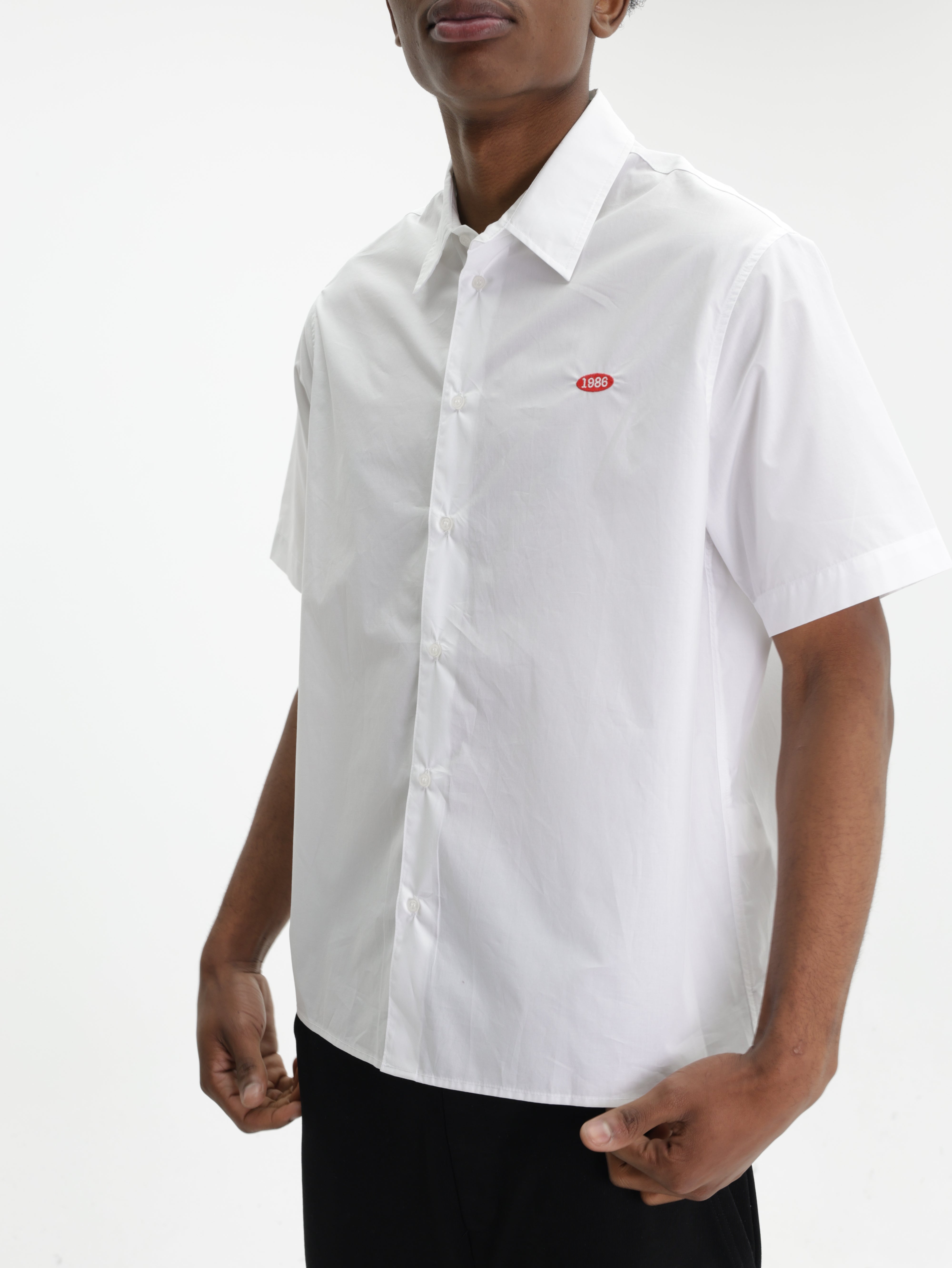 Iceberg Jeans Shirt Red Logo White