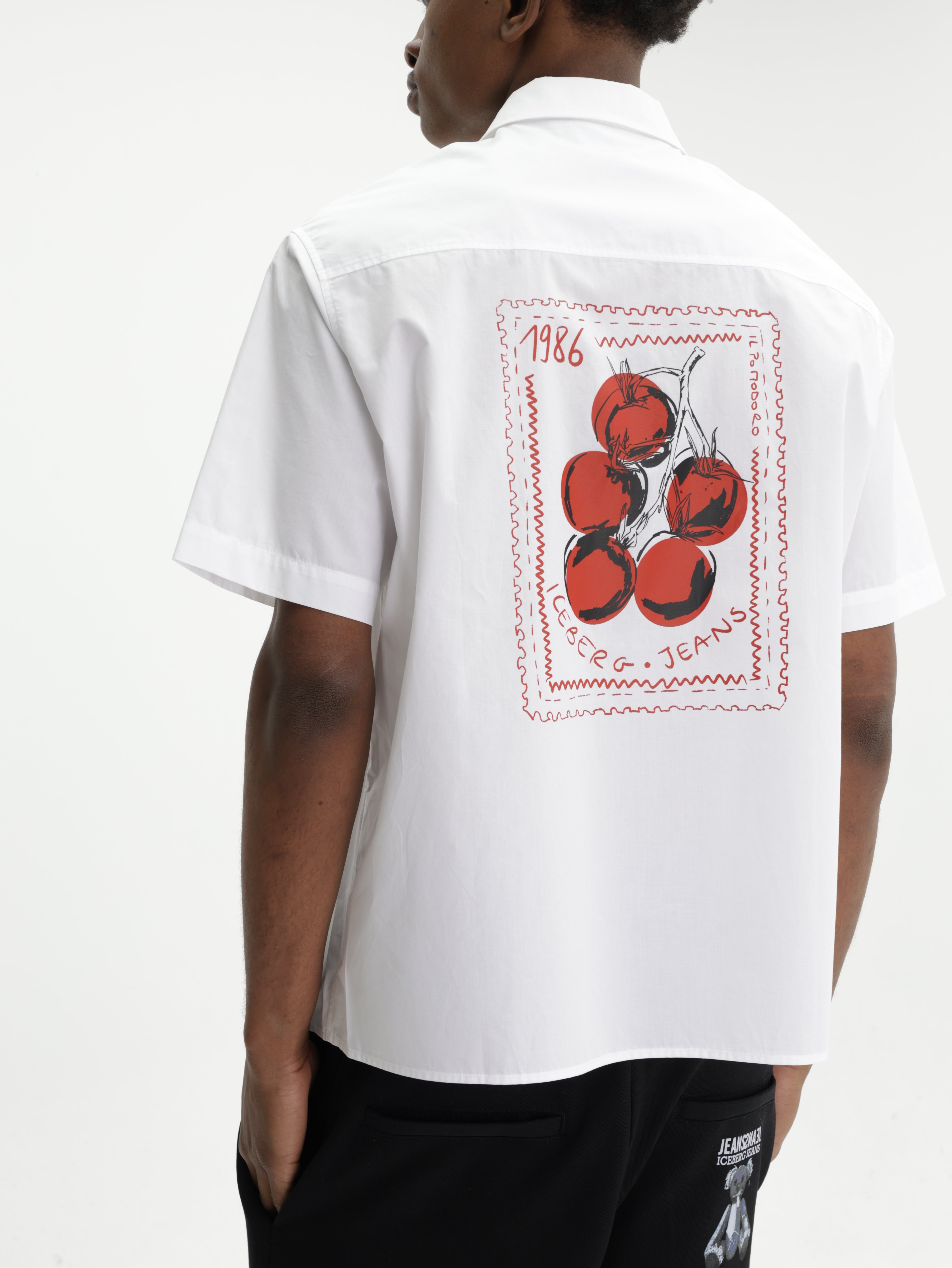 Iceberg Jeans Shirt Red Logo White