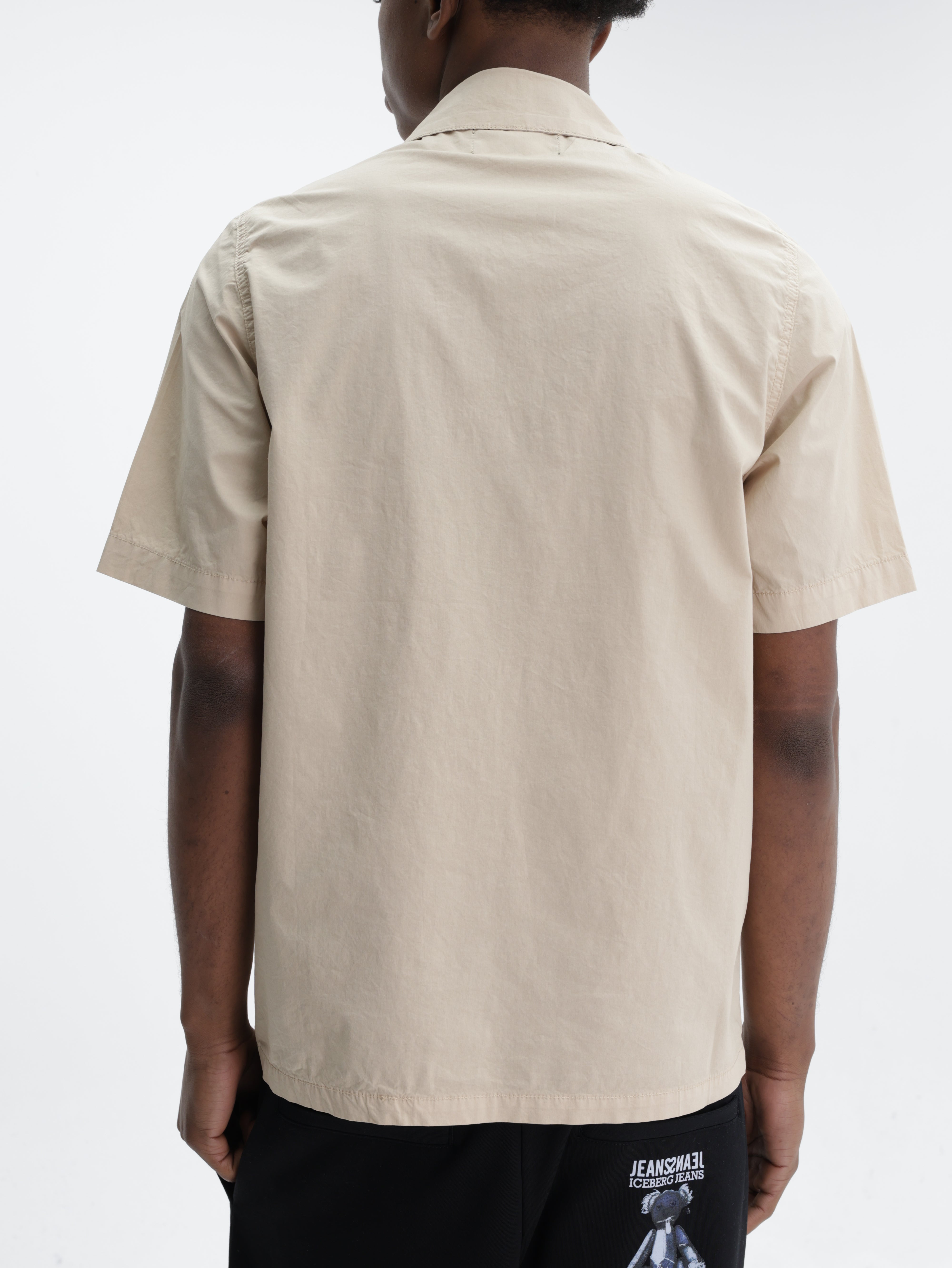 Iceberg Jeans Shirt Black Stripe Zip Cream
