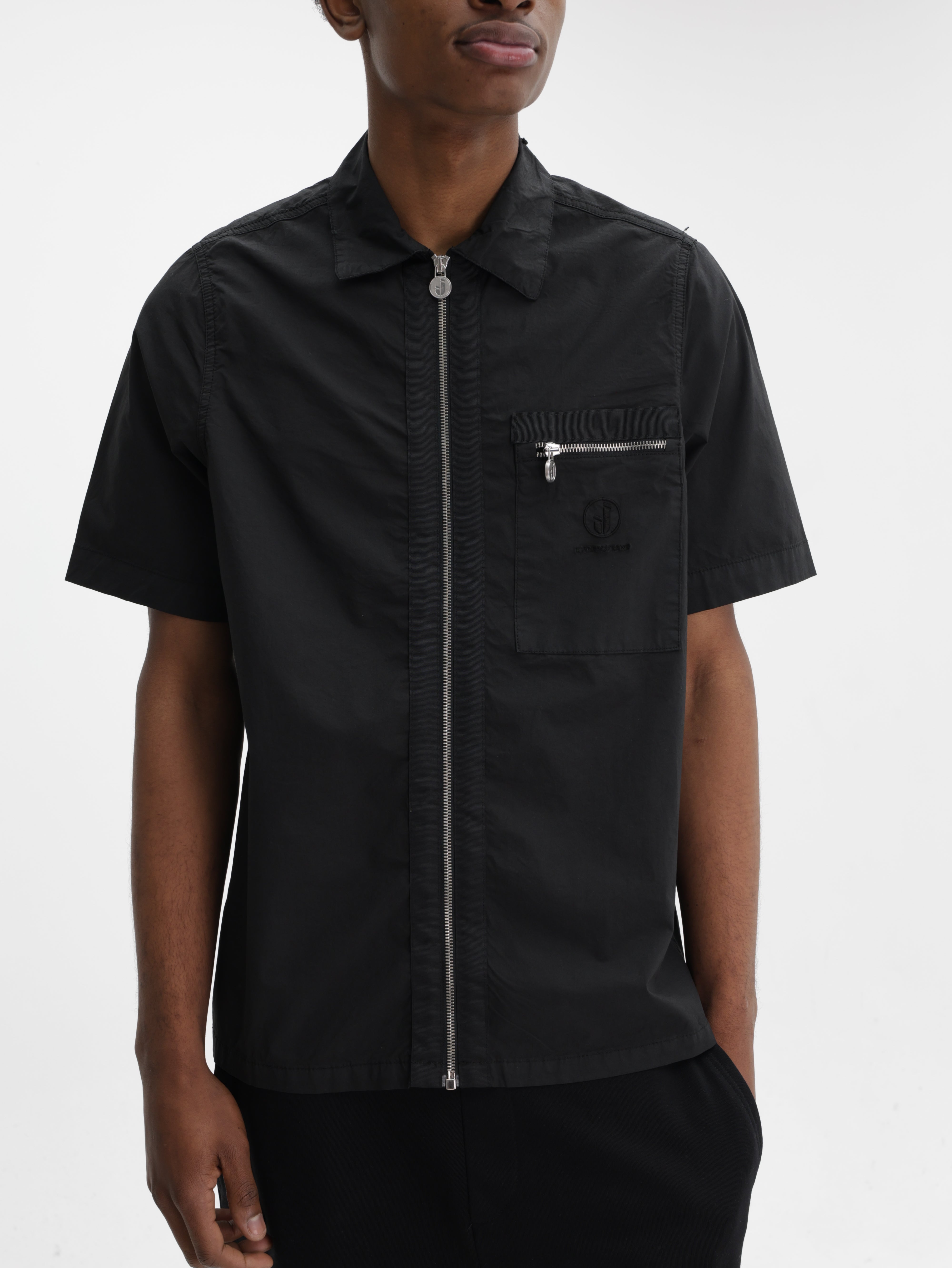 Iceberg Jeans Shirt Zip Collar  Black
