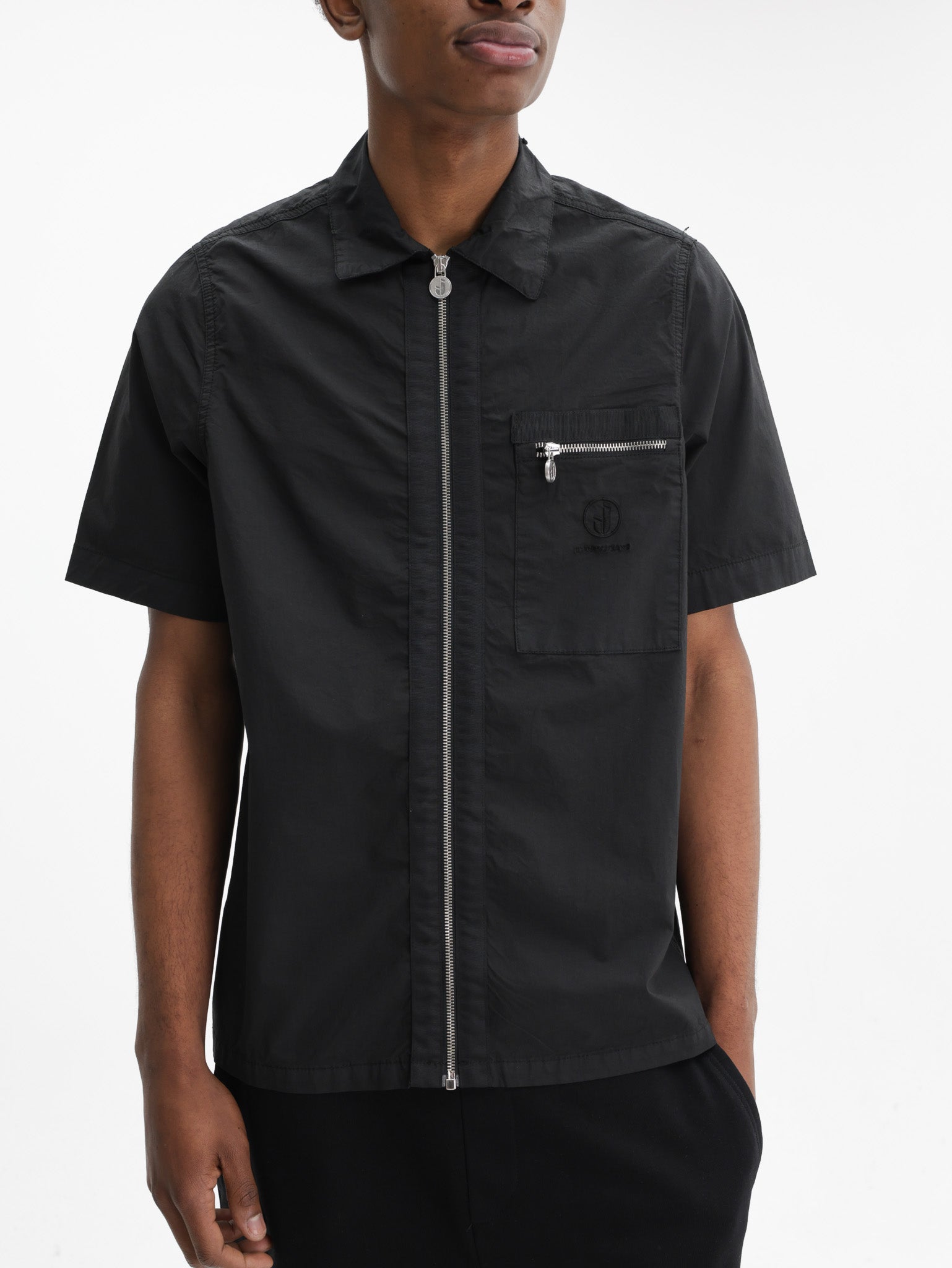 Iceberg Jeans Shirt Zip Collar  Black