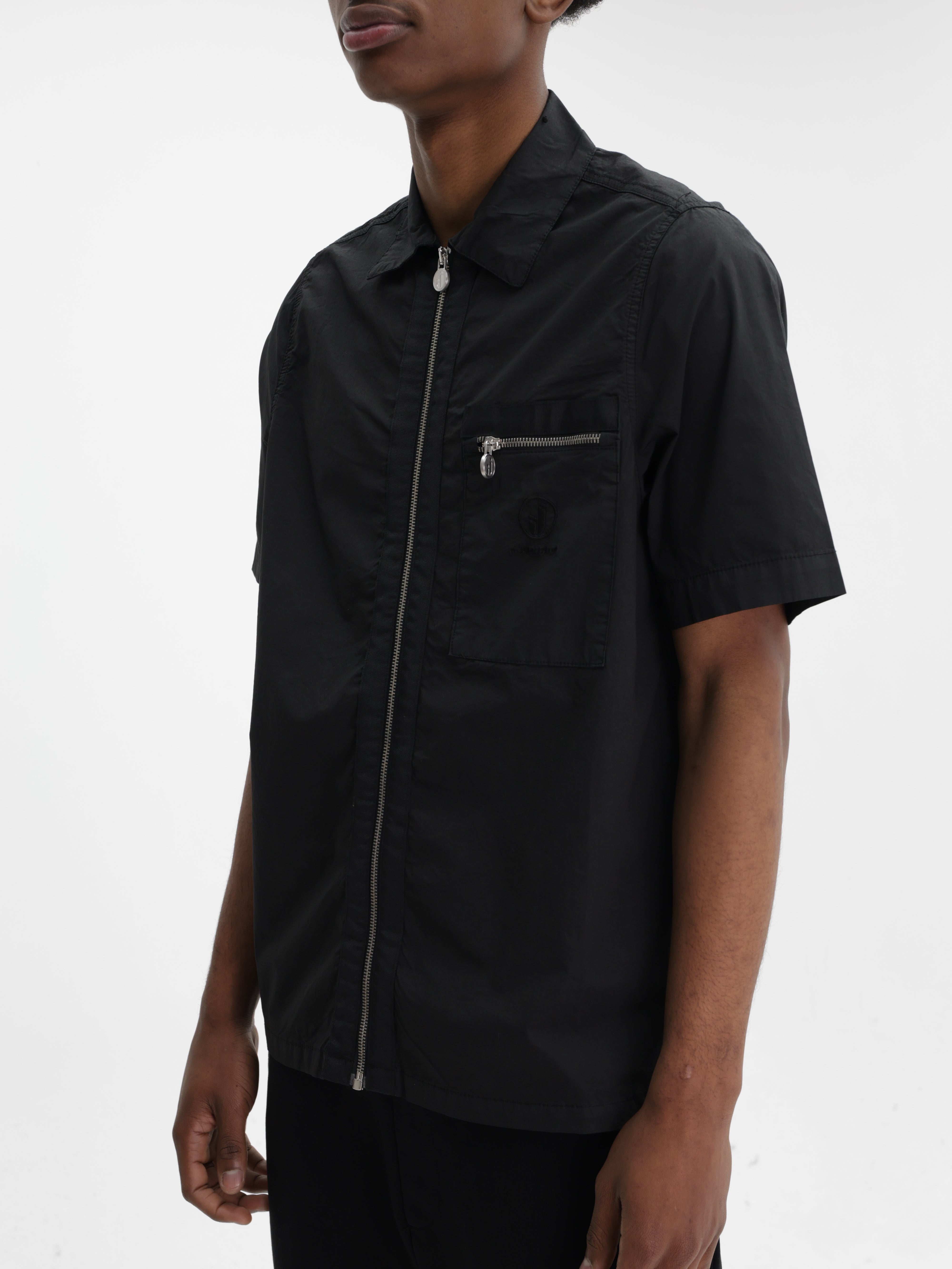 Iceberg Jeans Shirt Zip Collar  Black