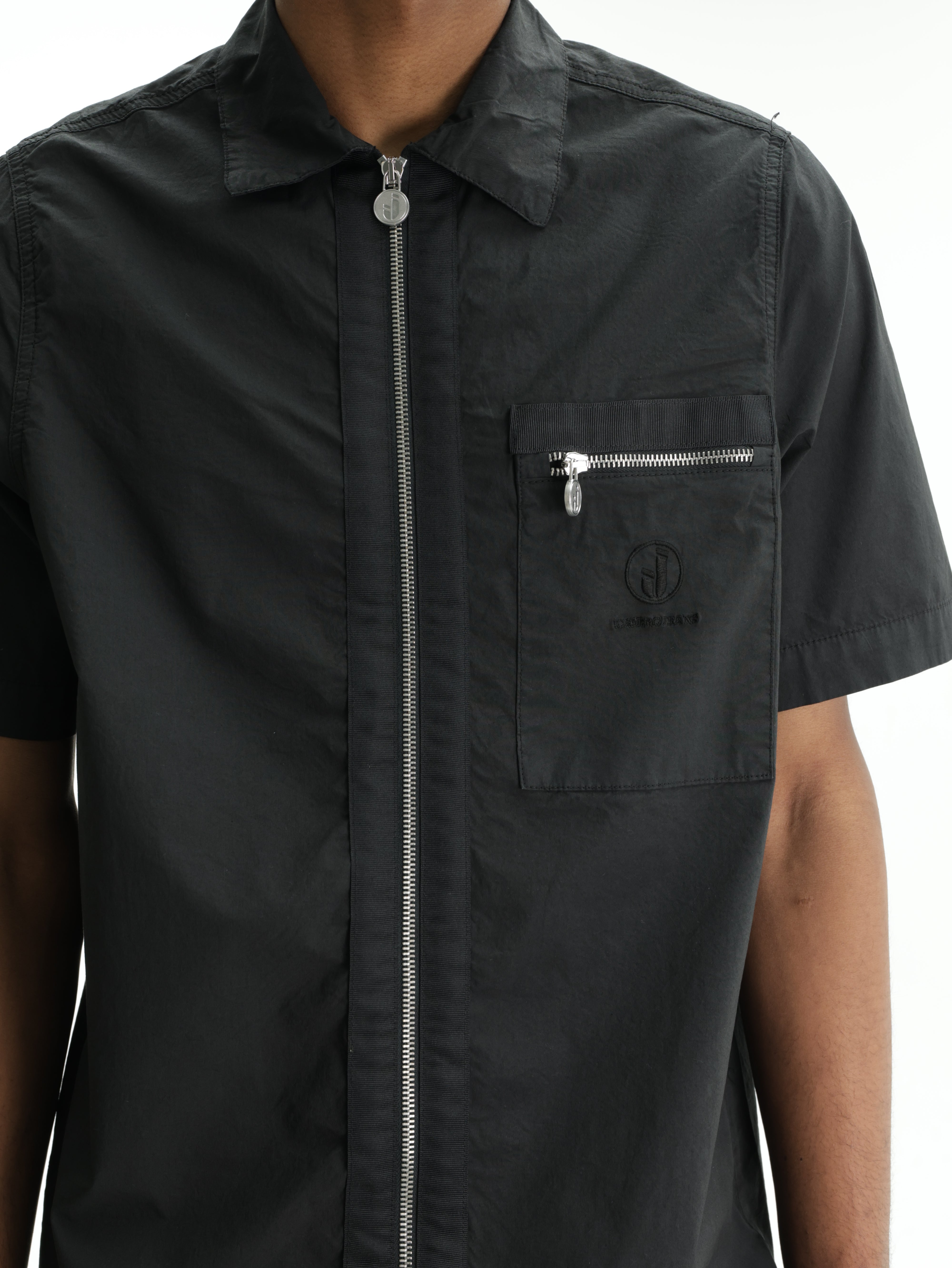 Iceberg Jeans Shirt Zip Collar  Black