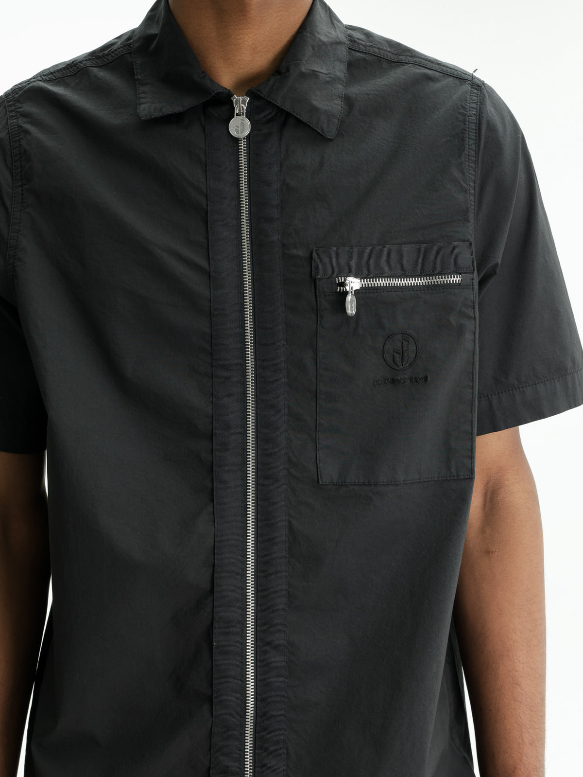 Iceberg Jeans Shirt Zip Collar  Black