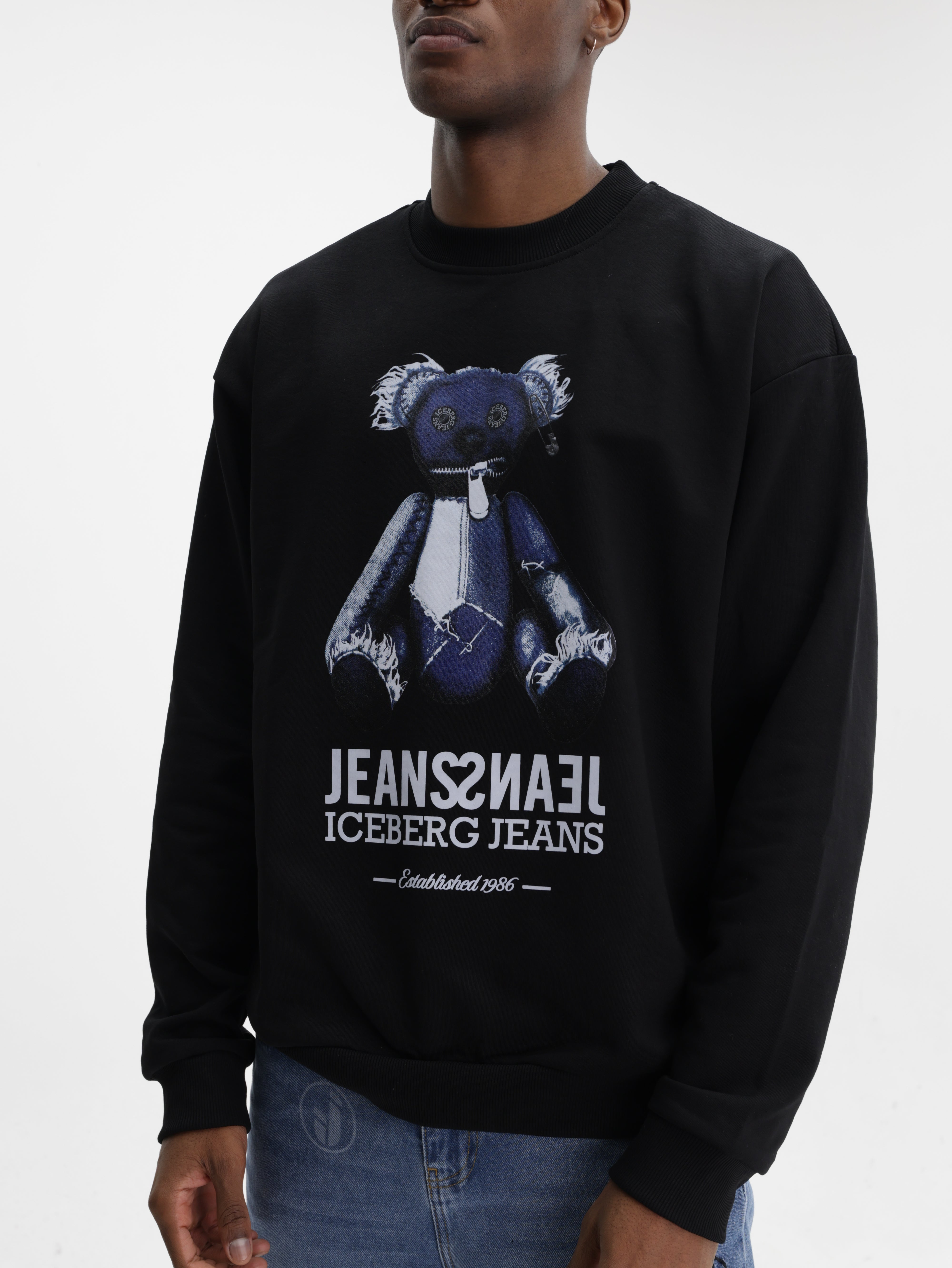 Iceberg Jeans Sweater Teddy Pirnt Black