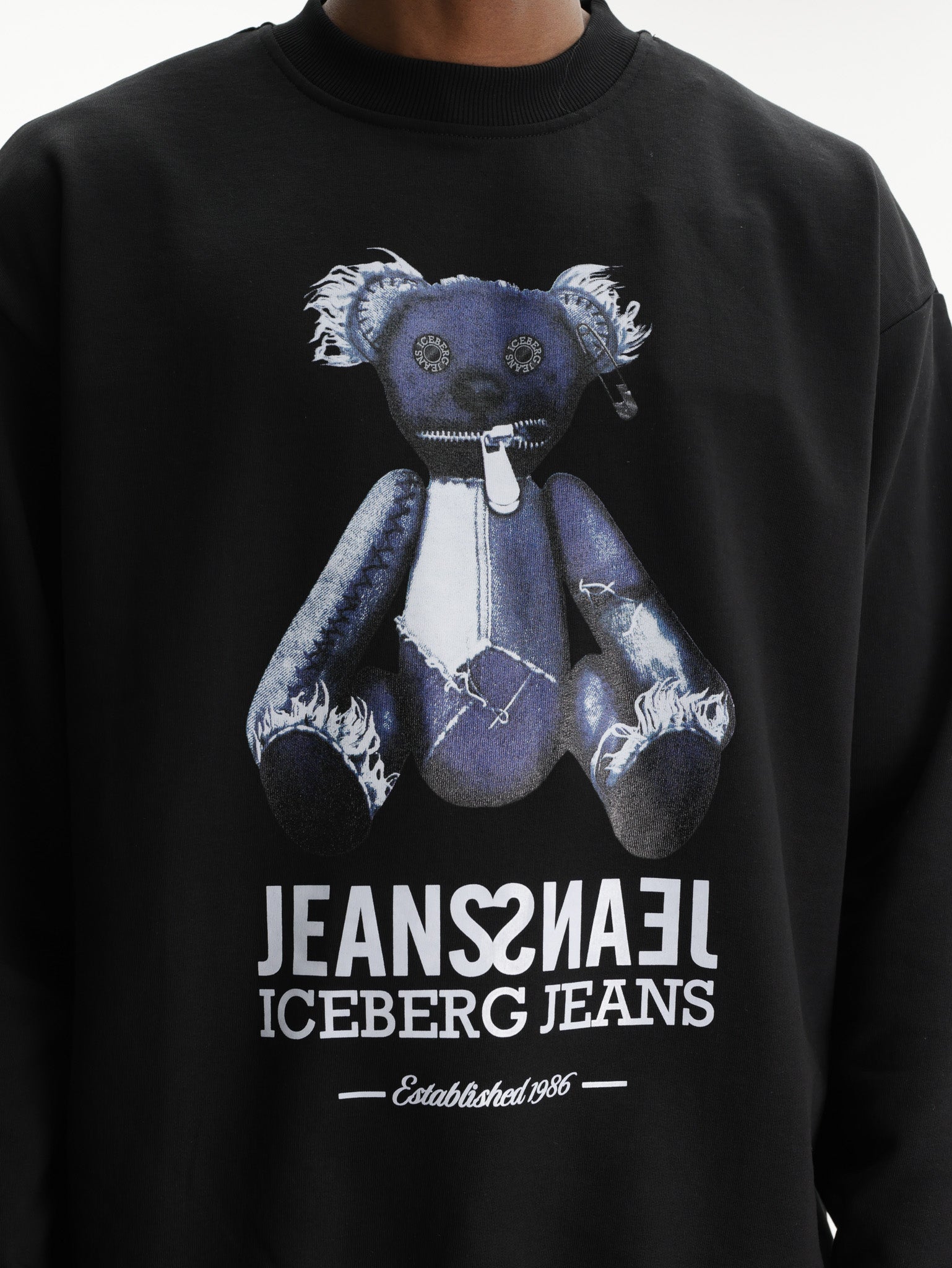 Iceberg Jeans Sweater Teddy Print Black