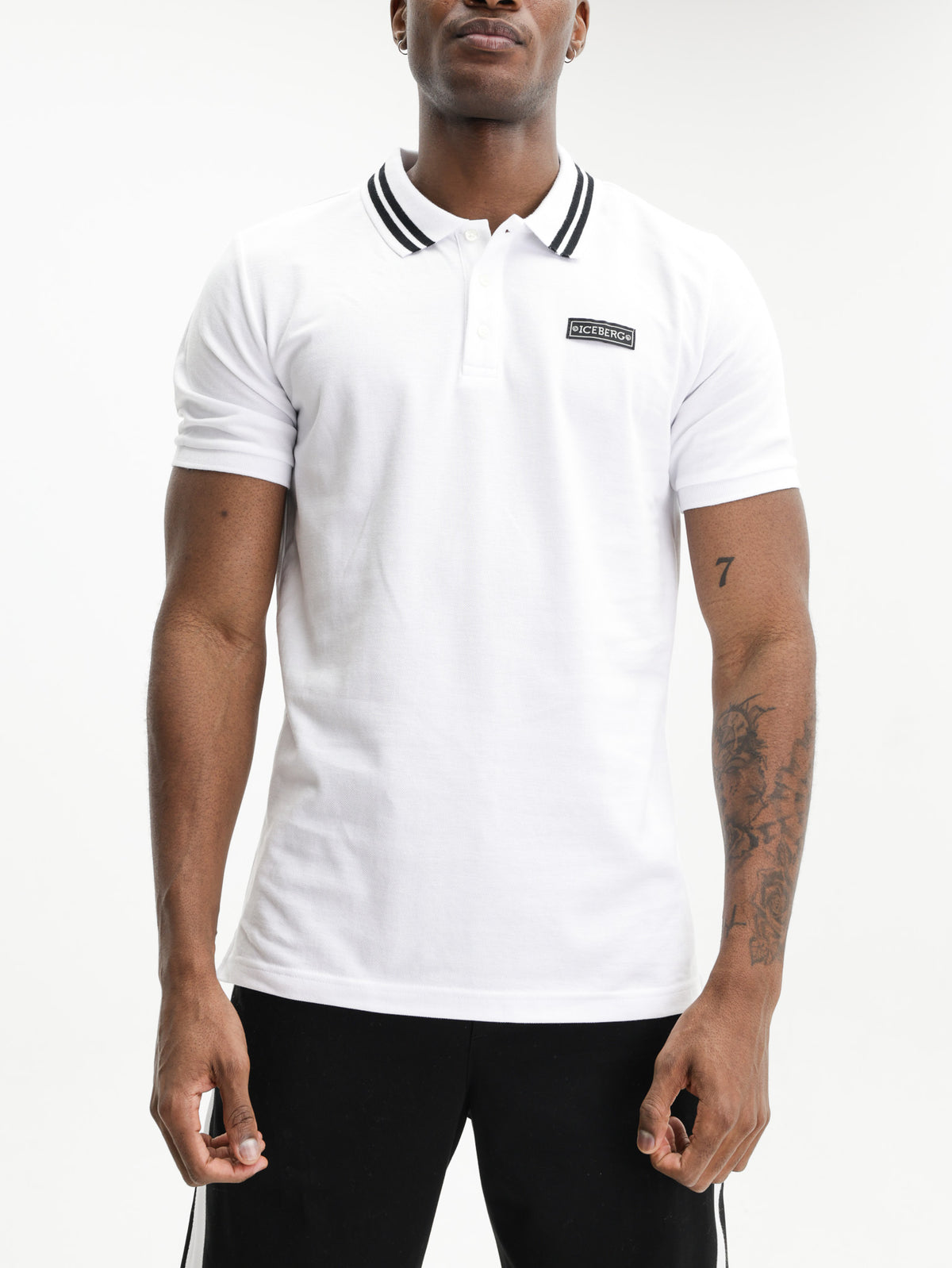 Iceberg Golfer Collar Button Logo White
