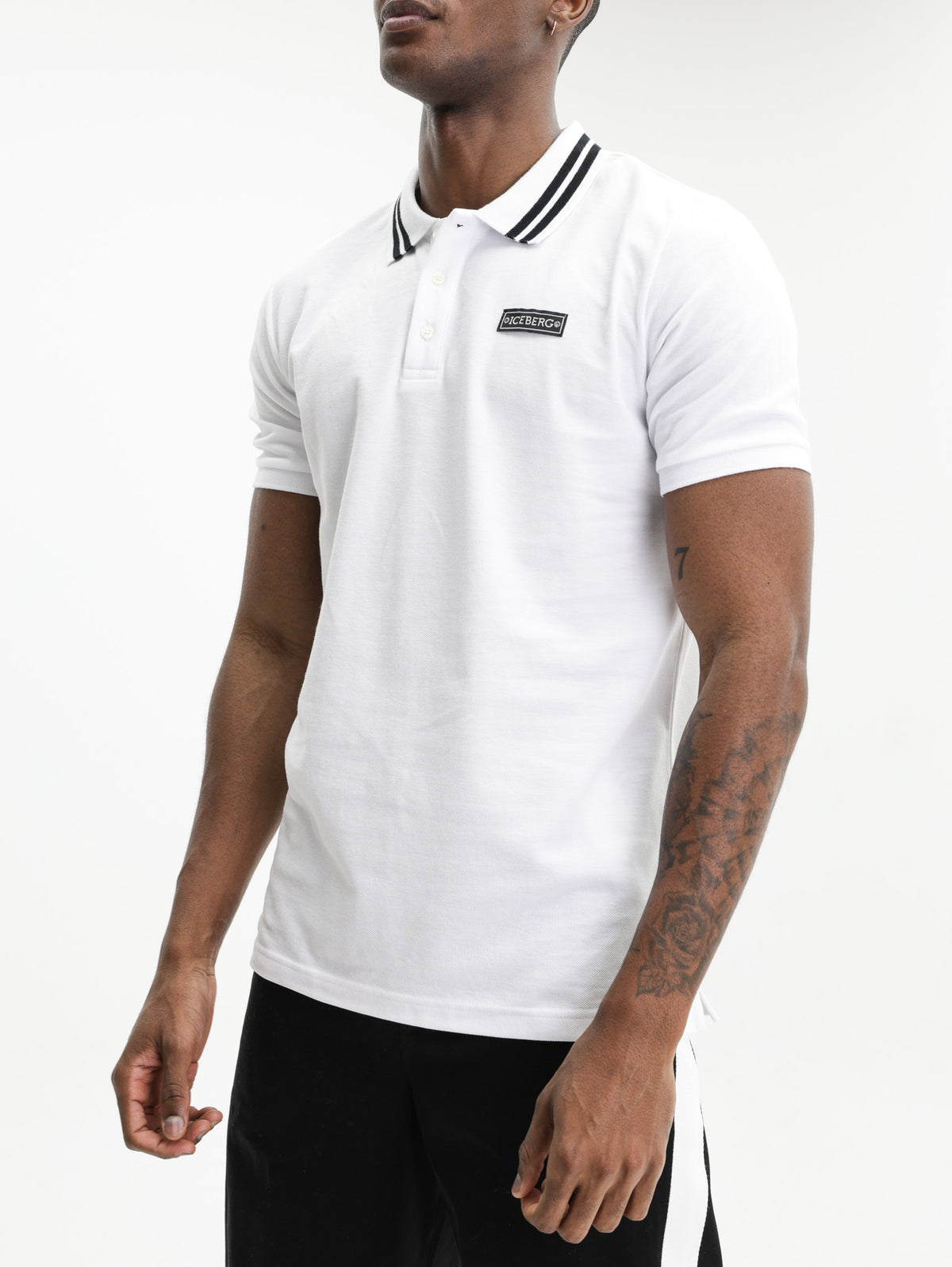 Iceberg Golfer Collar Button Logo White