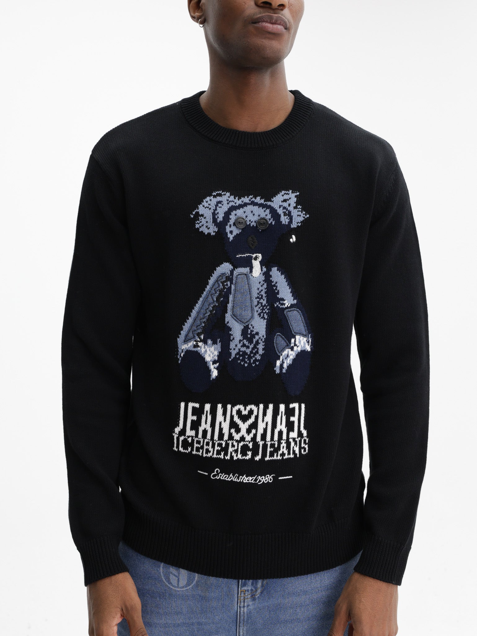 Iceberg Jeans Sweater Teddy Pirnt Black