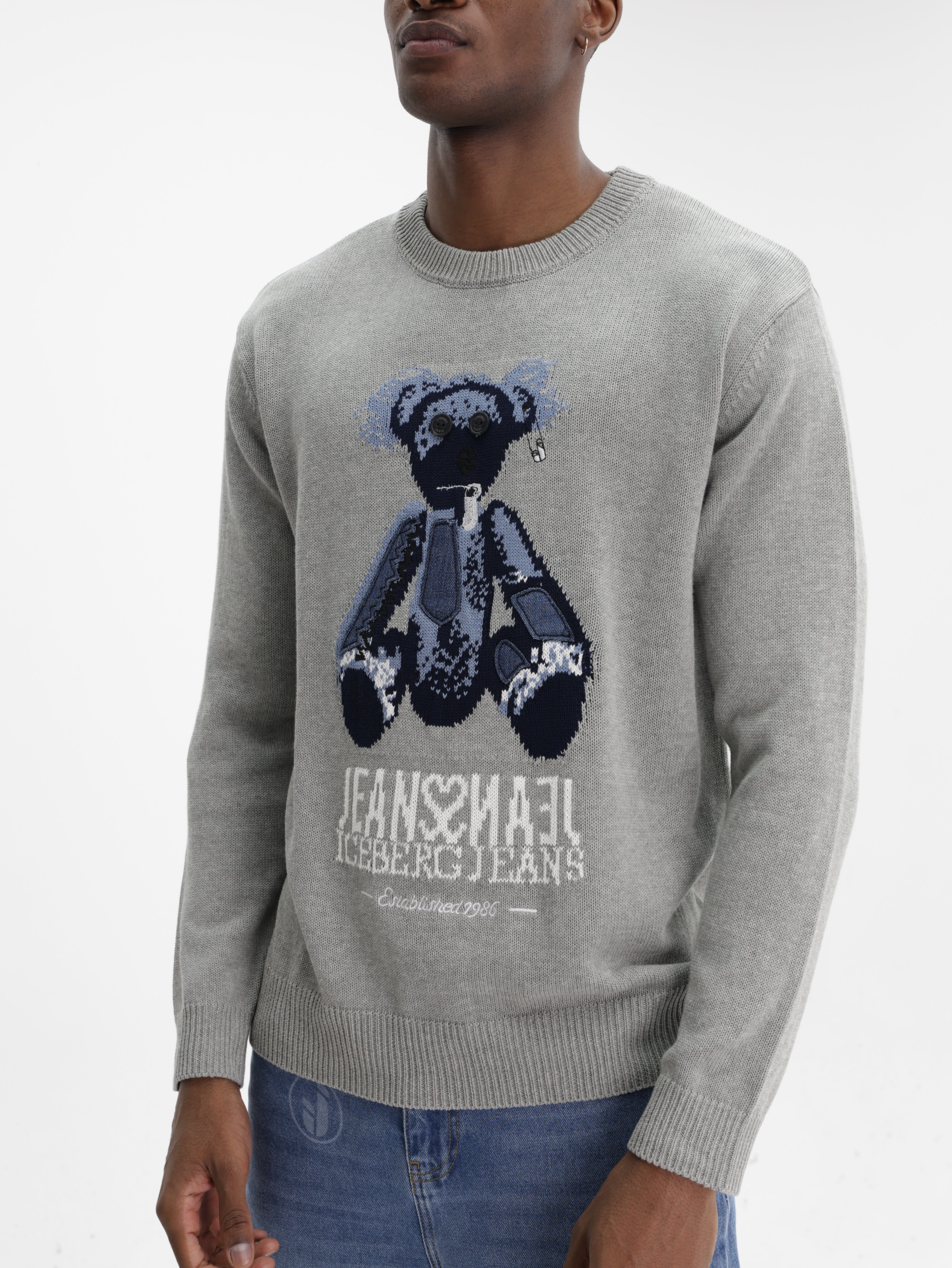 Iceberg Jeans Sweater Teddy Pirnt Grey
