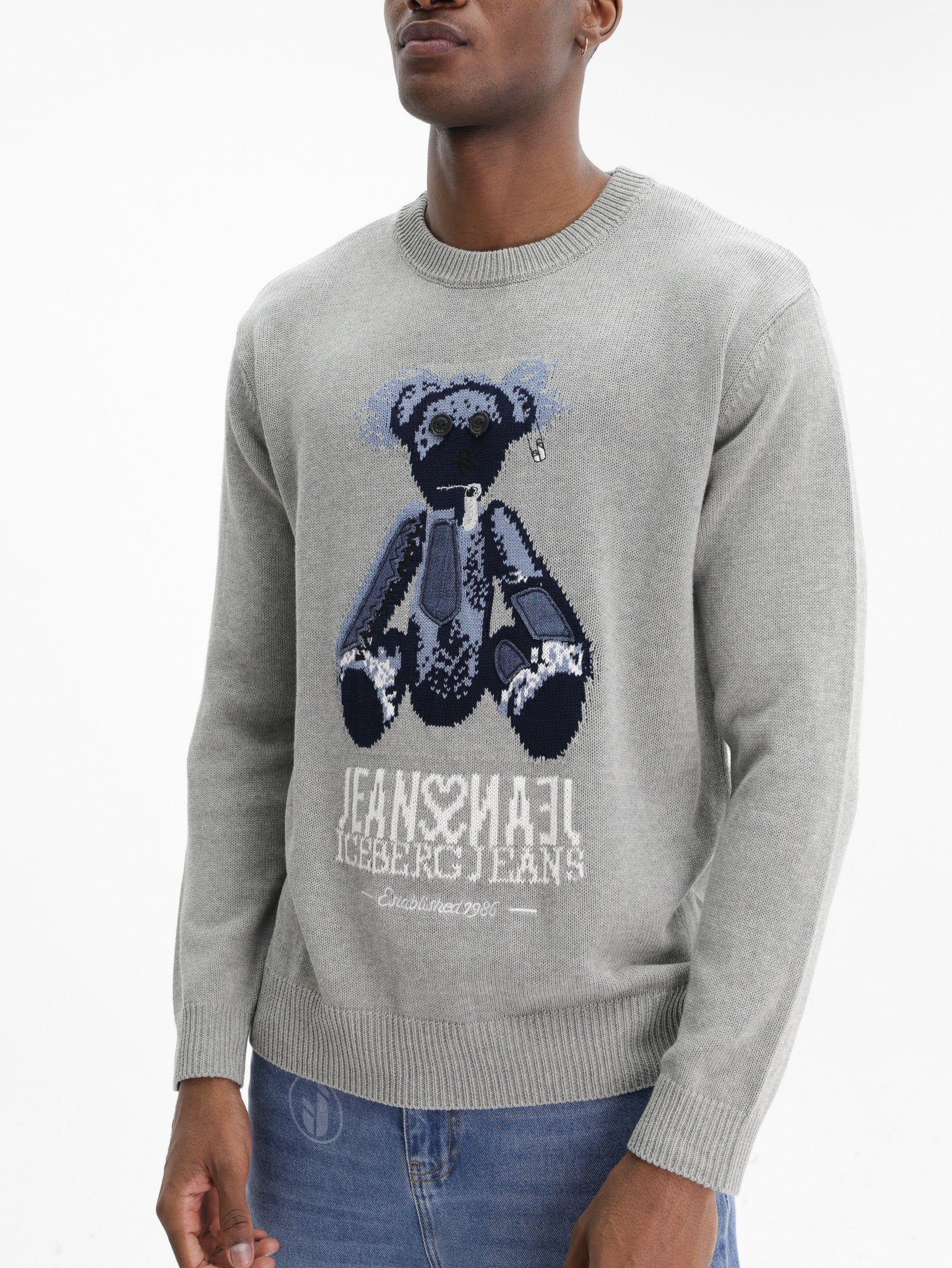 Iceberg Jeans Sweater Teddy Pirnt Grey