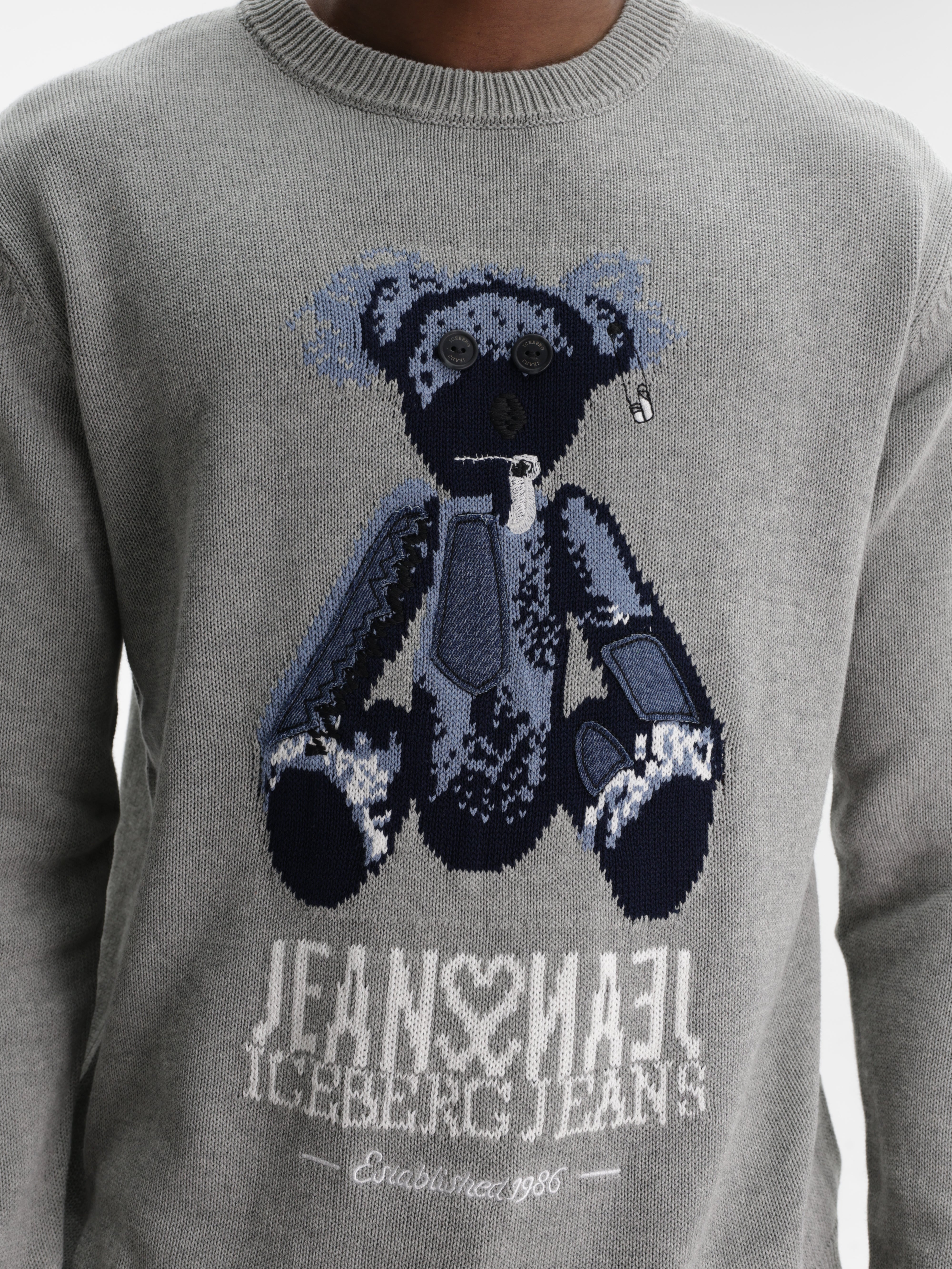 Iceberg Jeans Sweater Teddy Pirnt Grey