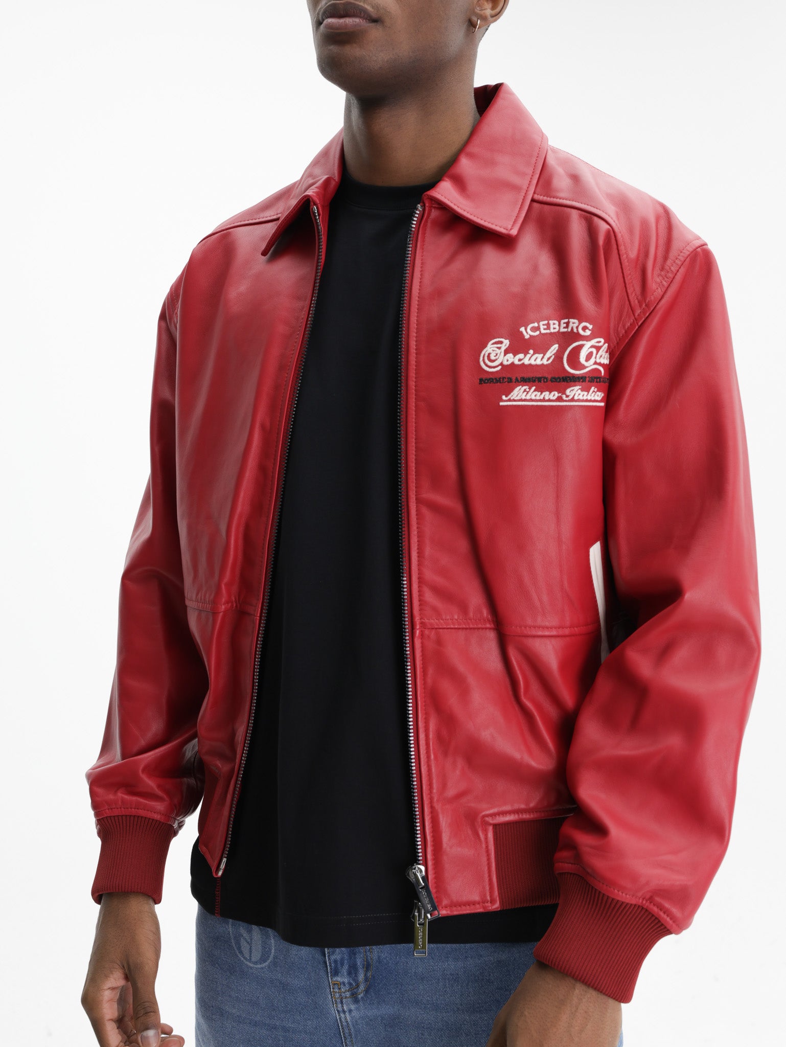 Iceberg Jacket Leather Social Club Red
