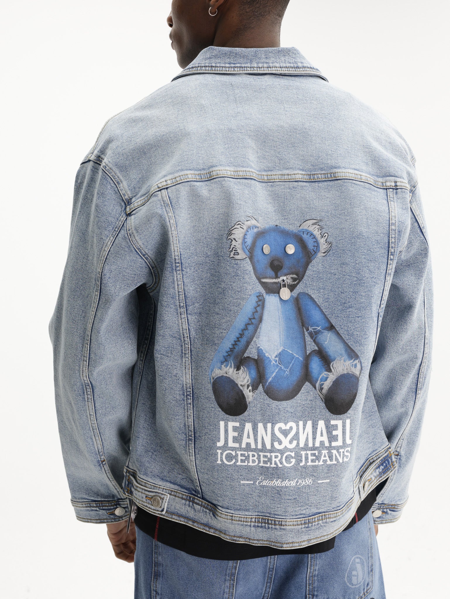 Iceberg Jeans Jacket Denim  Button Up Light Wash