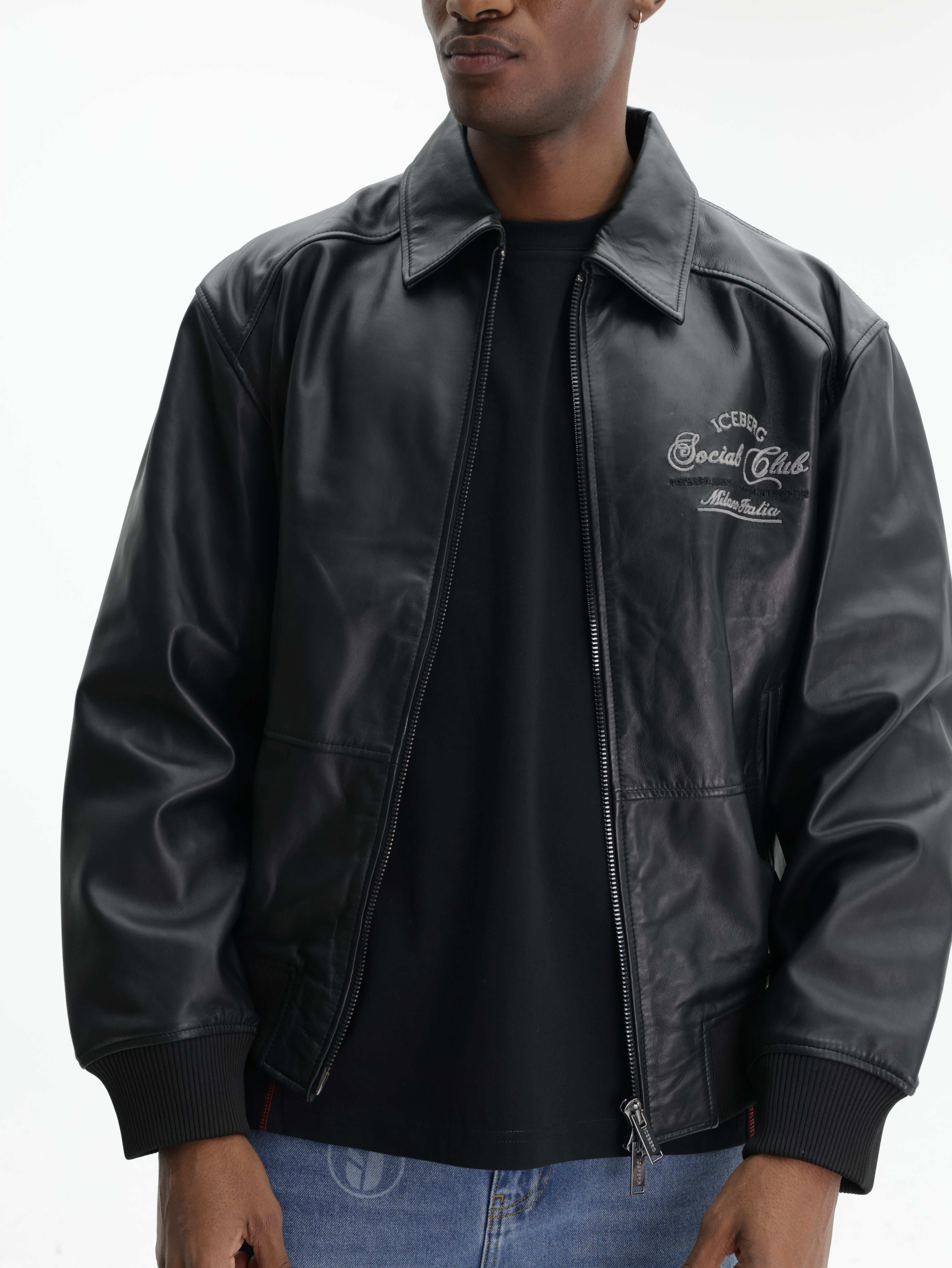 Iceberg Jacket Leather Social Club Black