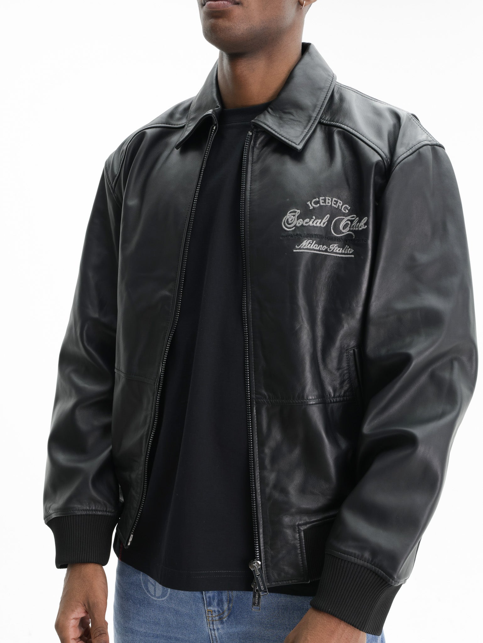 Iceberg Jacket Leather Social Club Black