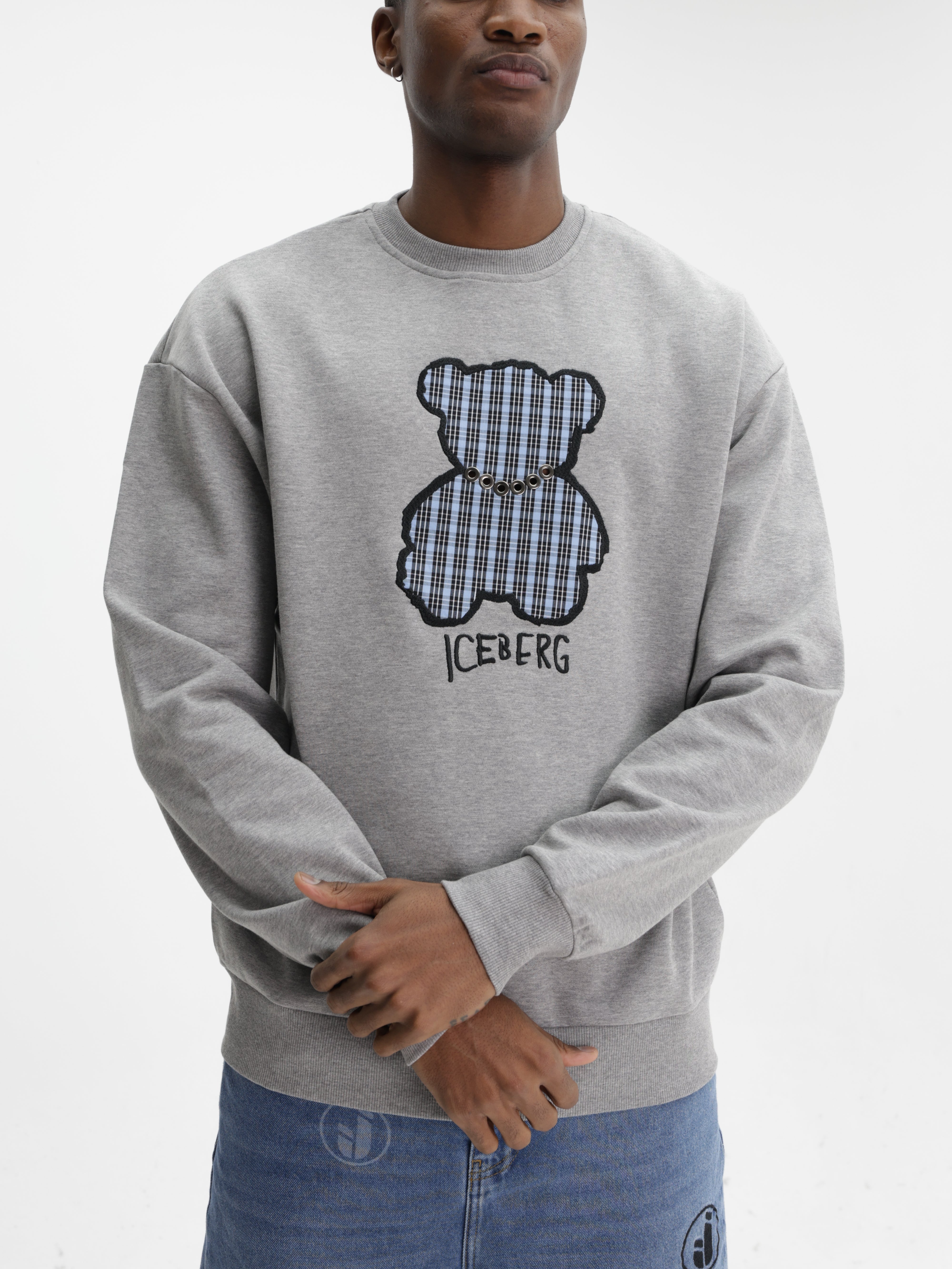 Iceberg Sweater Teddy Print  Grey