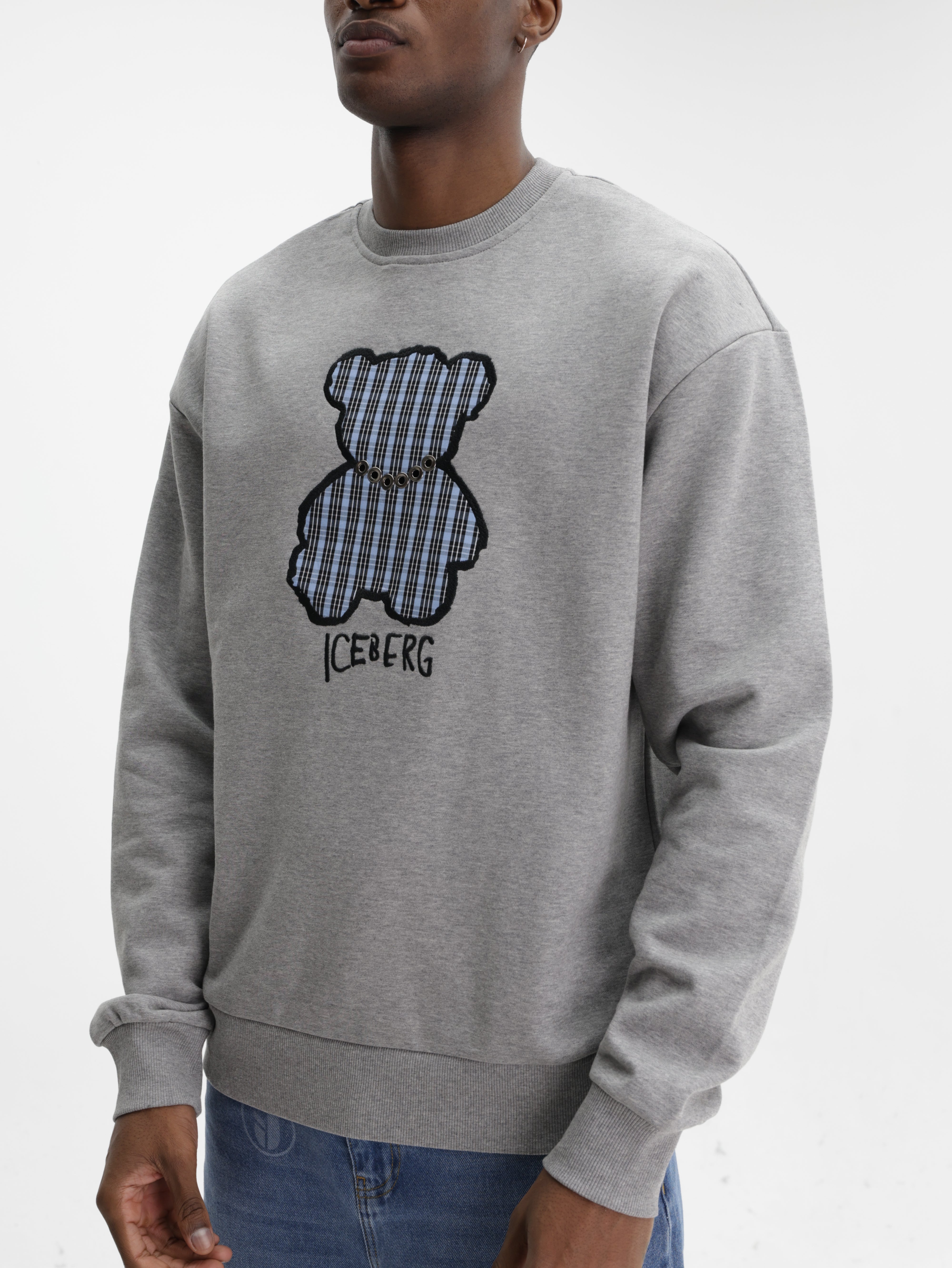 Iceberg Sweater Teddy Print  Grey
