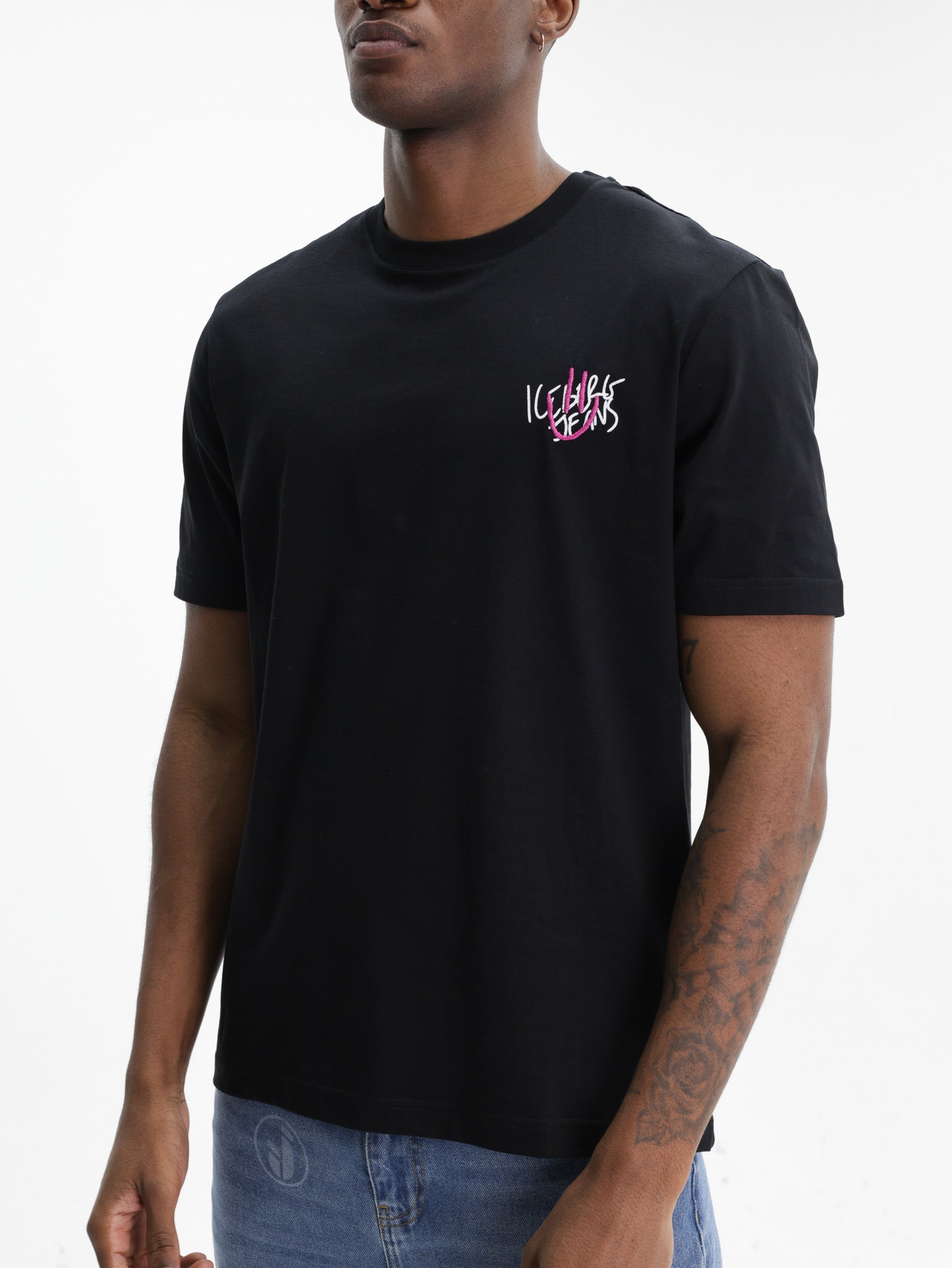 Iceberg Jeans T-Shirt Smiley Logo  Black