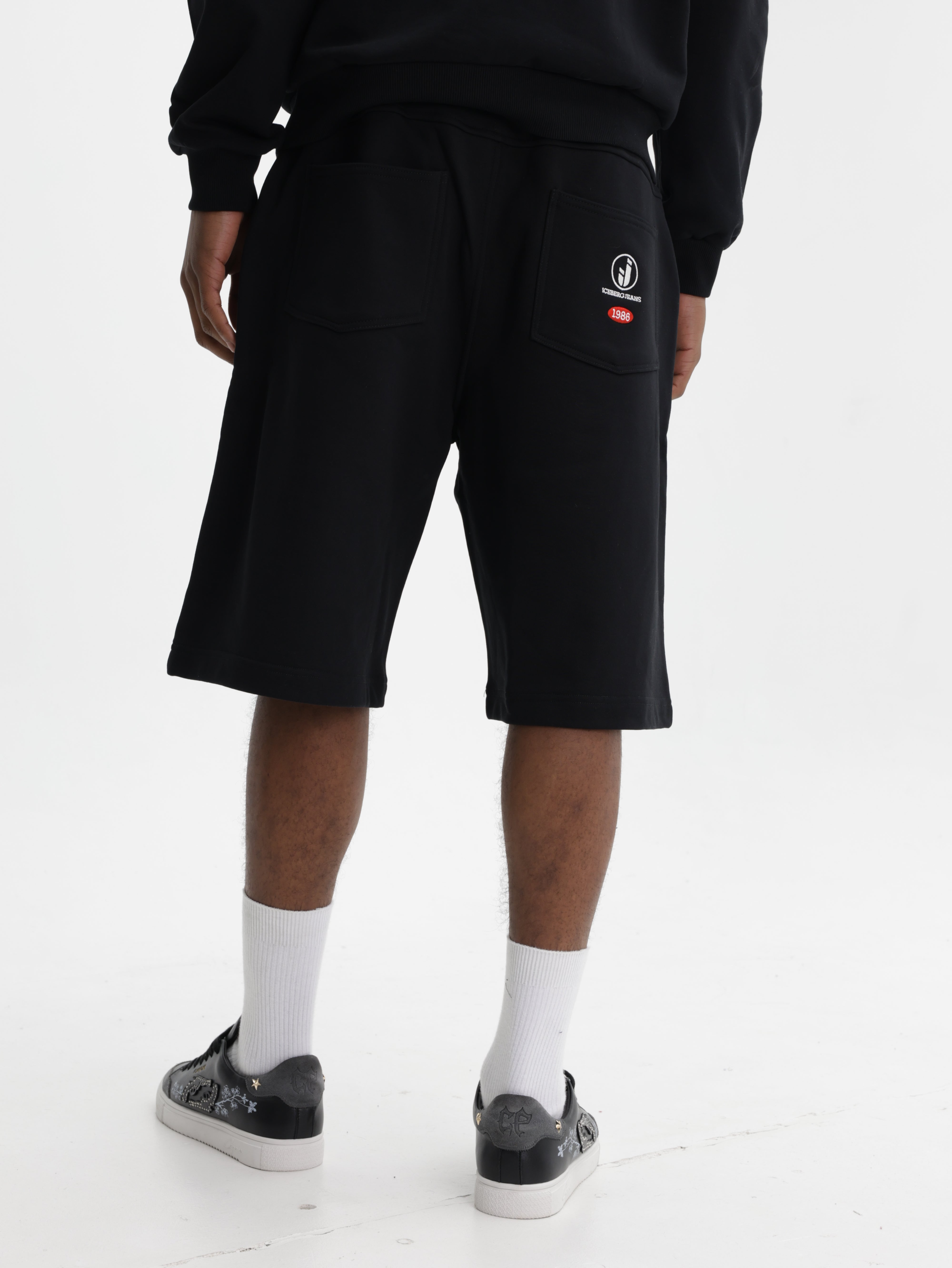 Iceberg Jeans Shorts Sweats Drawstring Black
