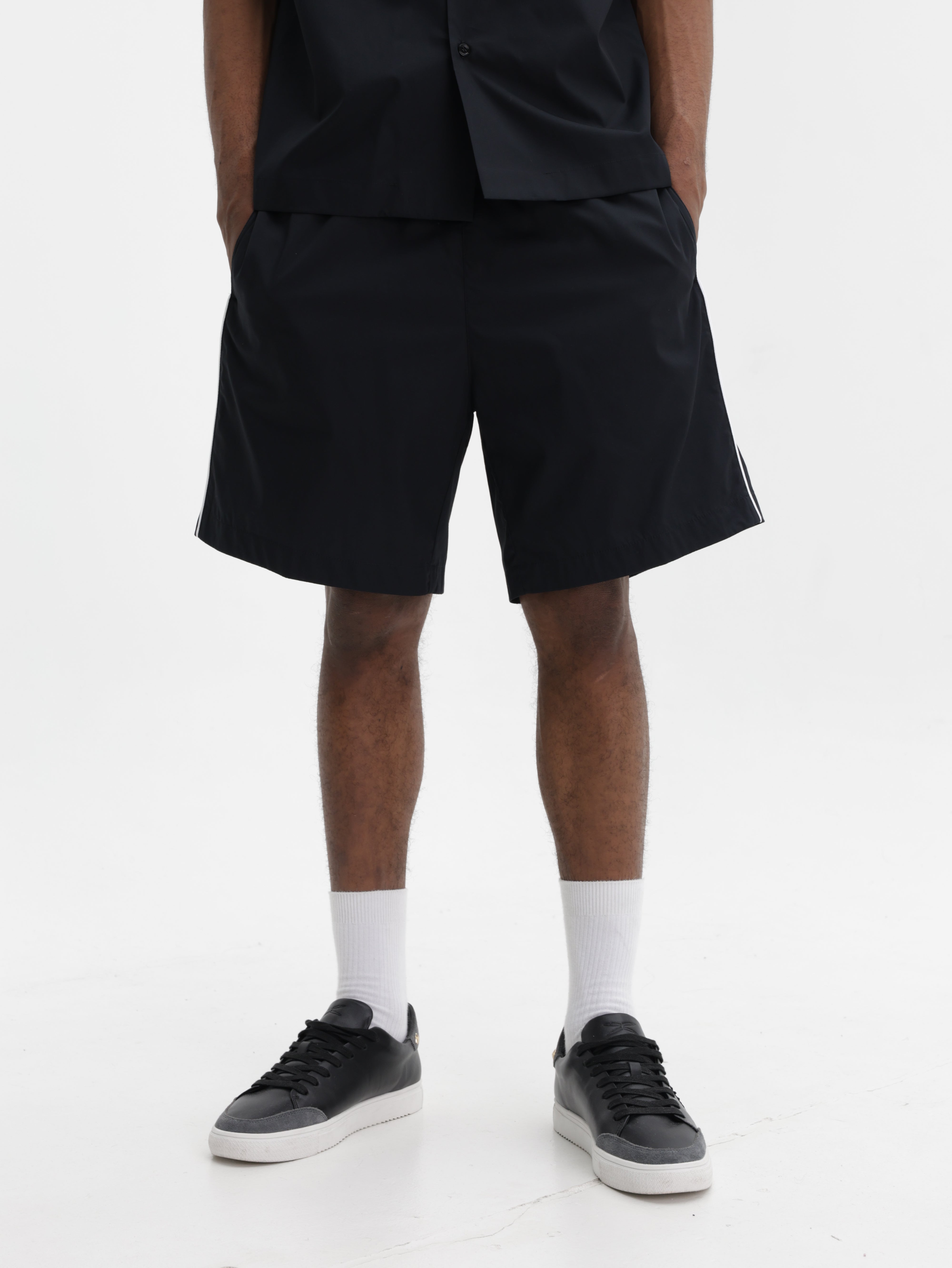 Iceberg Shorts White Stripe Plain Black