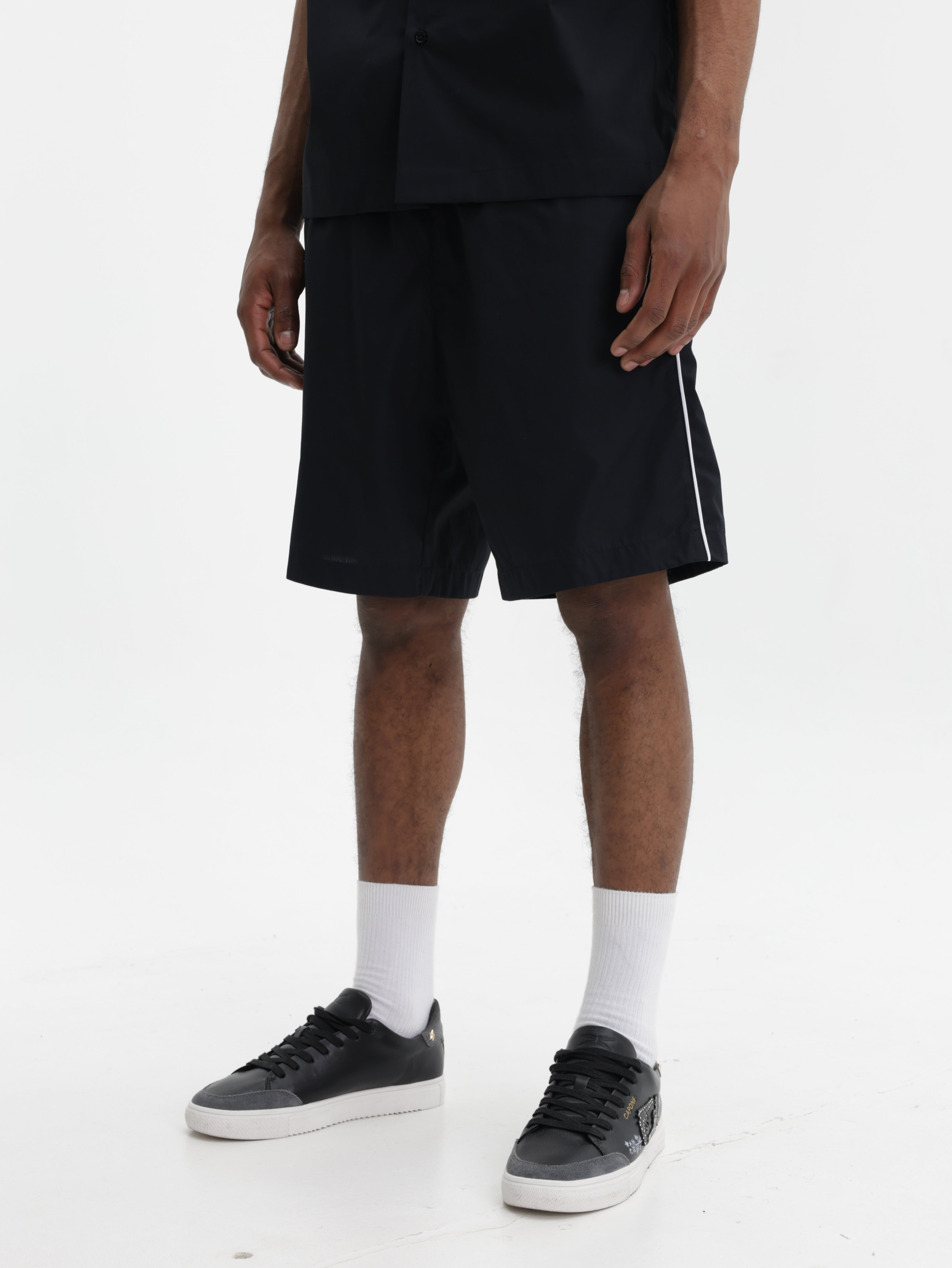 Iceberg Shorts White Stripe Plain Black