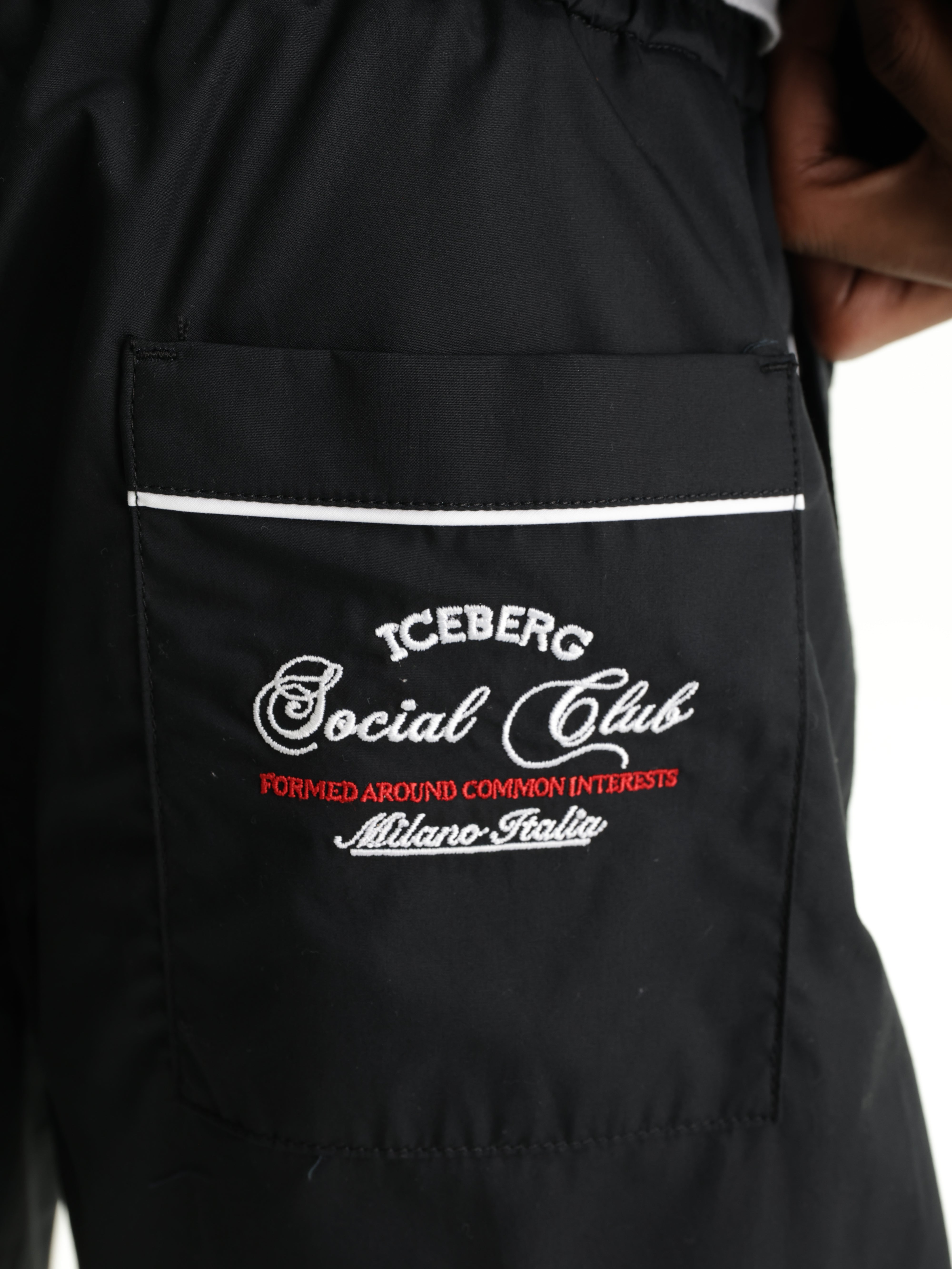 Iceberg Shorts White Stripe Plain Black