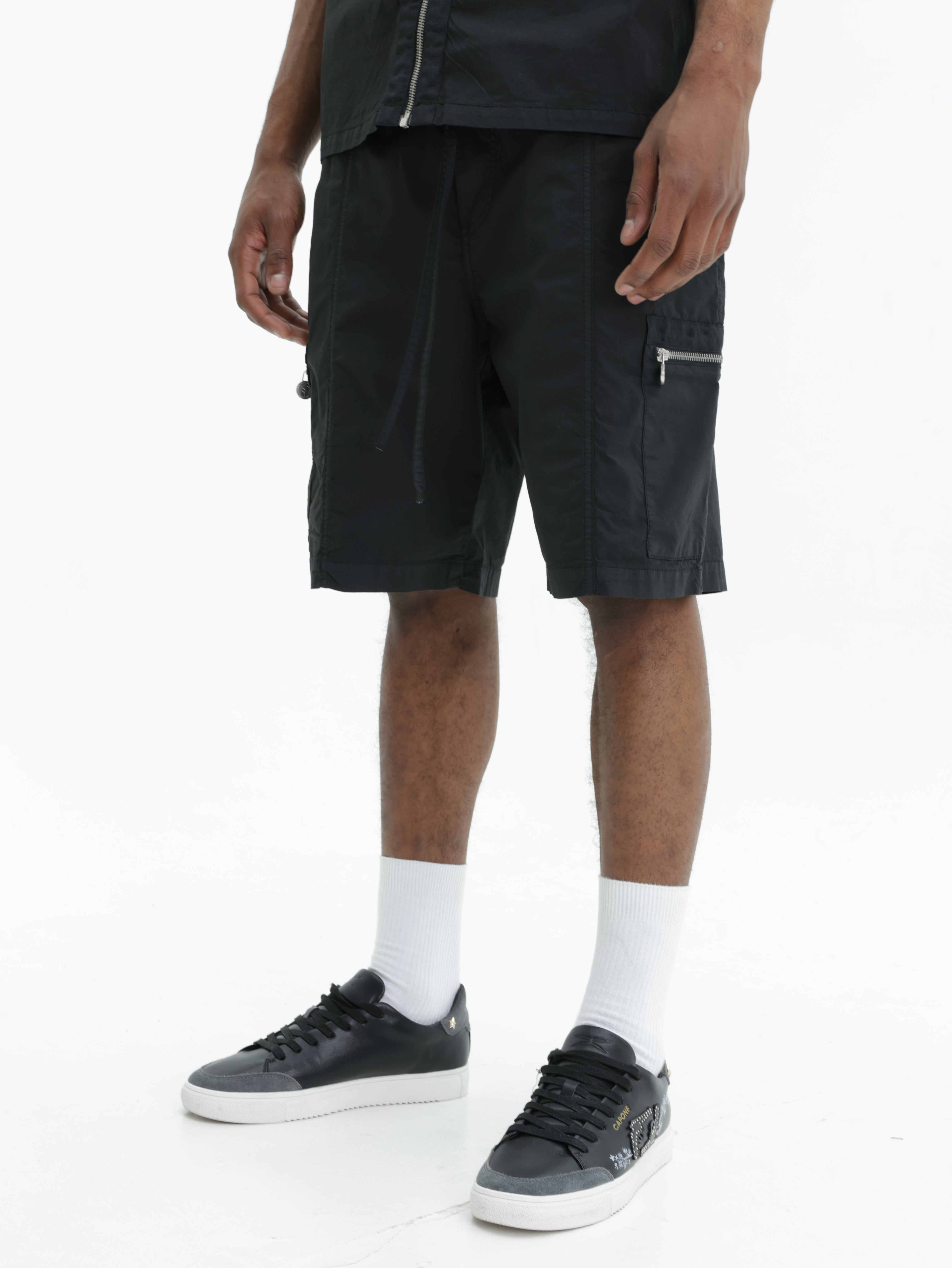 Iceberg Jeans Shorts Zip Pockets Black