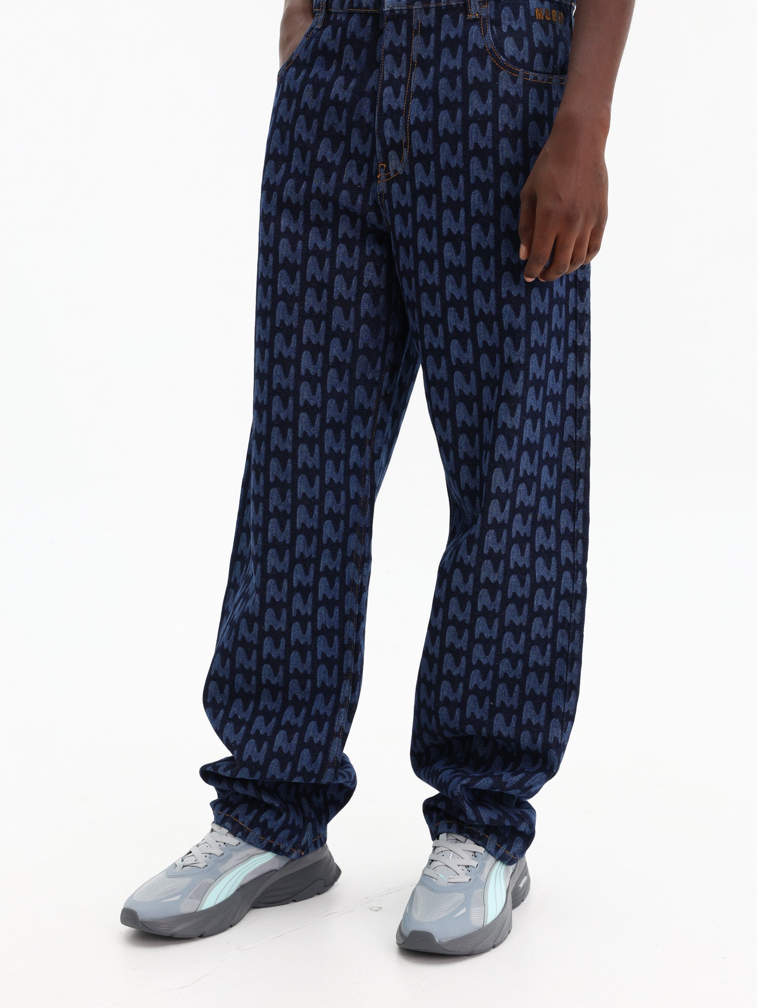 Msgm Jeans All Over Print Navy
