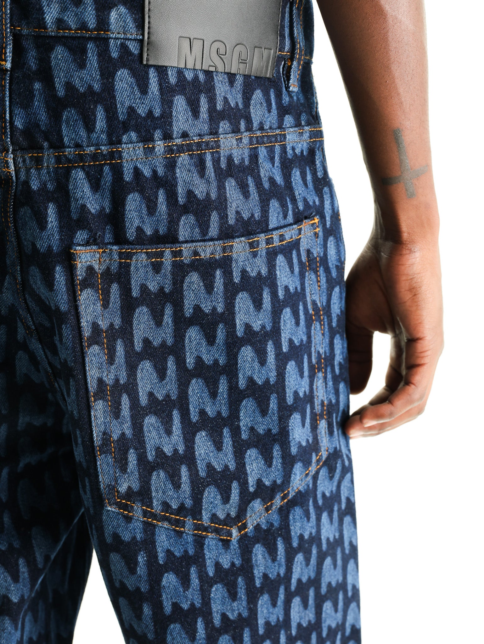 Msgm Jeans All Over Print Navy