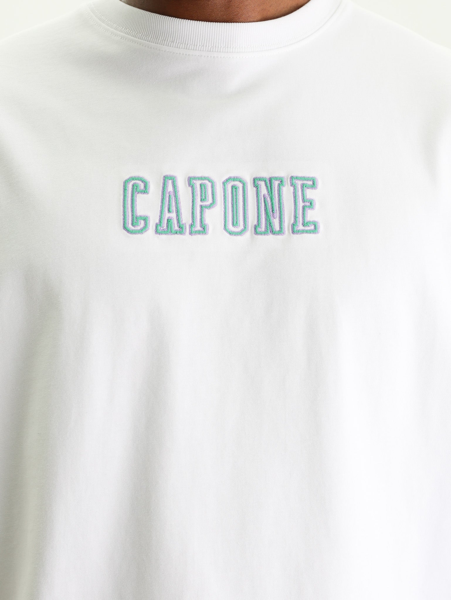 Capone T-Shirt Logo White-Aqua-Lilac