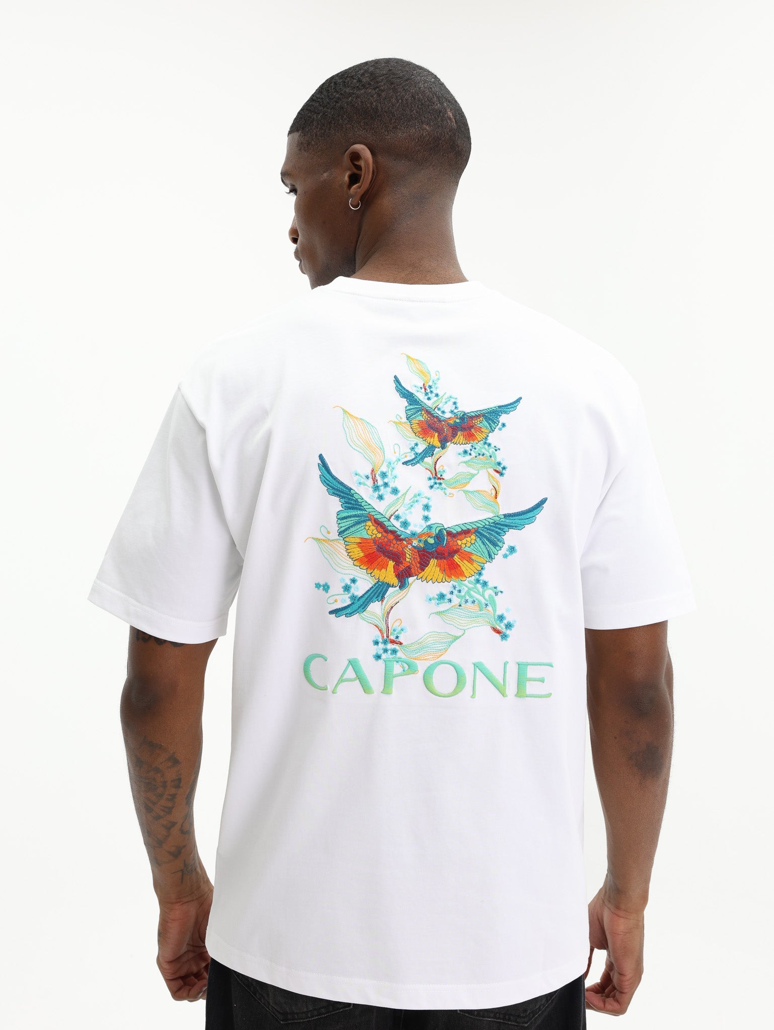Capone T-Shirt Logo White-Aqua