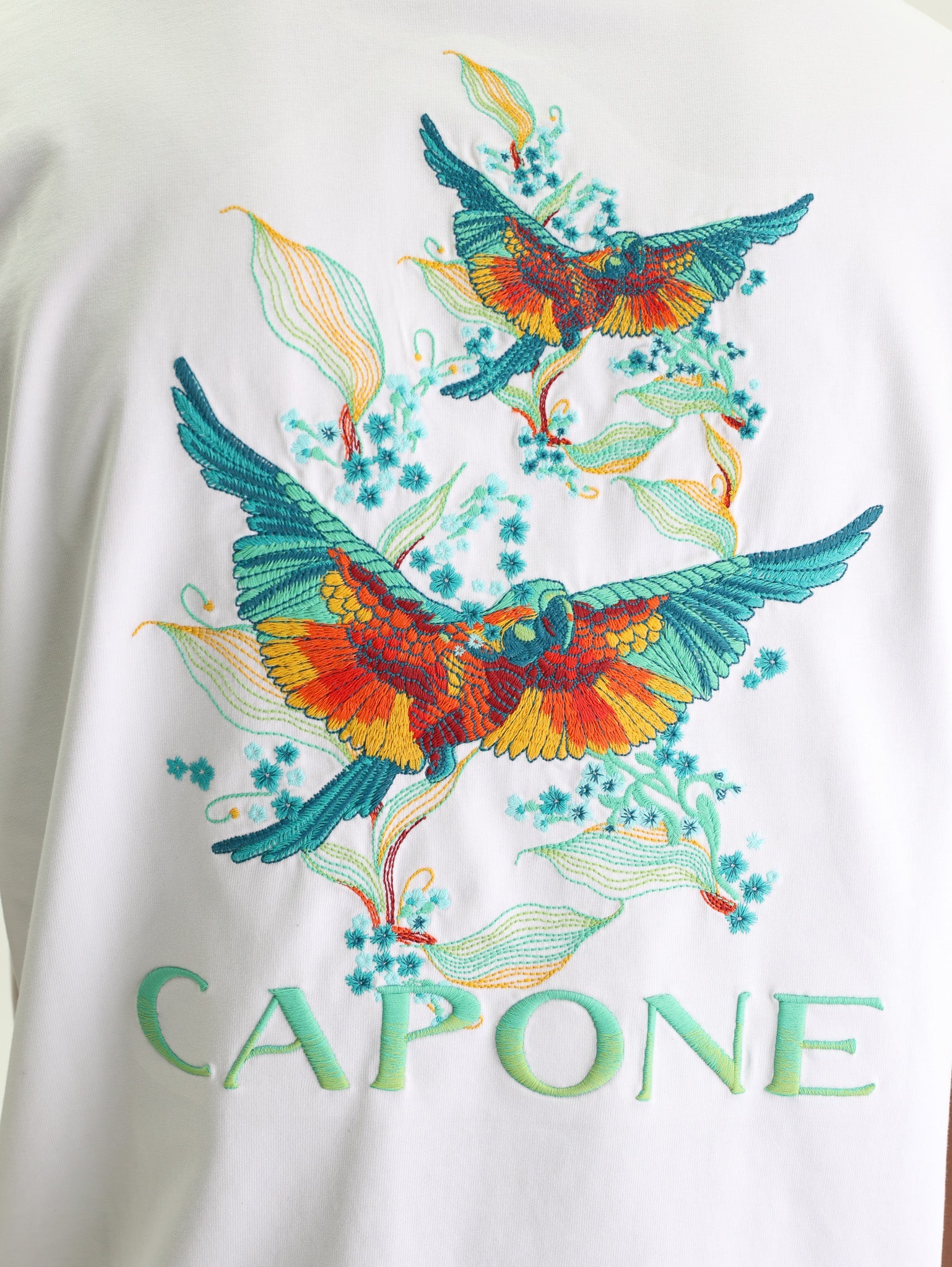 Capone T-Shirt Logo White-Aqua