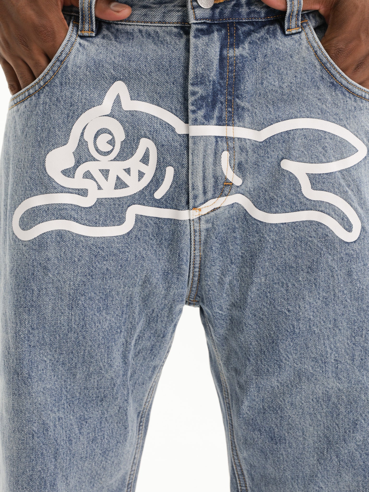Ice Cream Jeans Check Lined Vintage Wash Blue