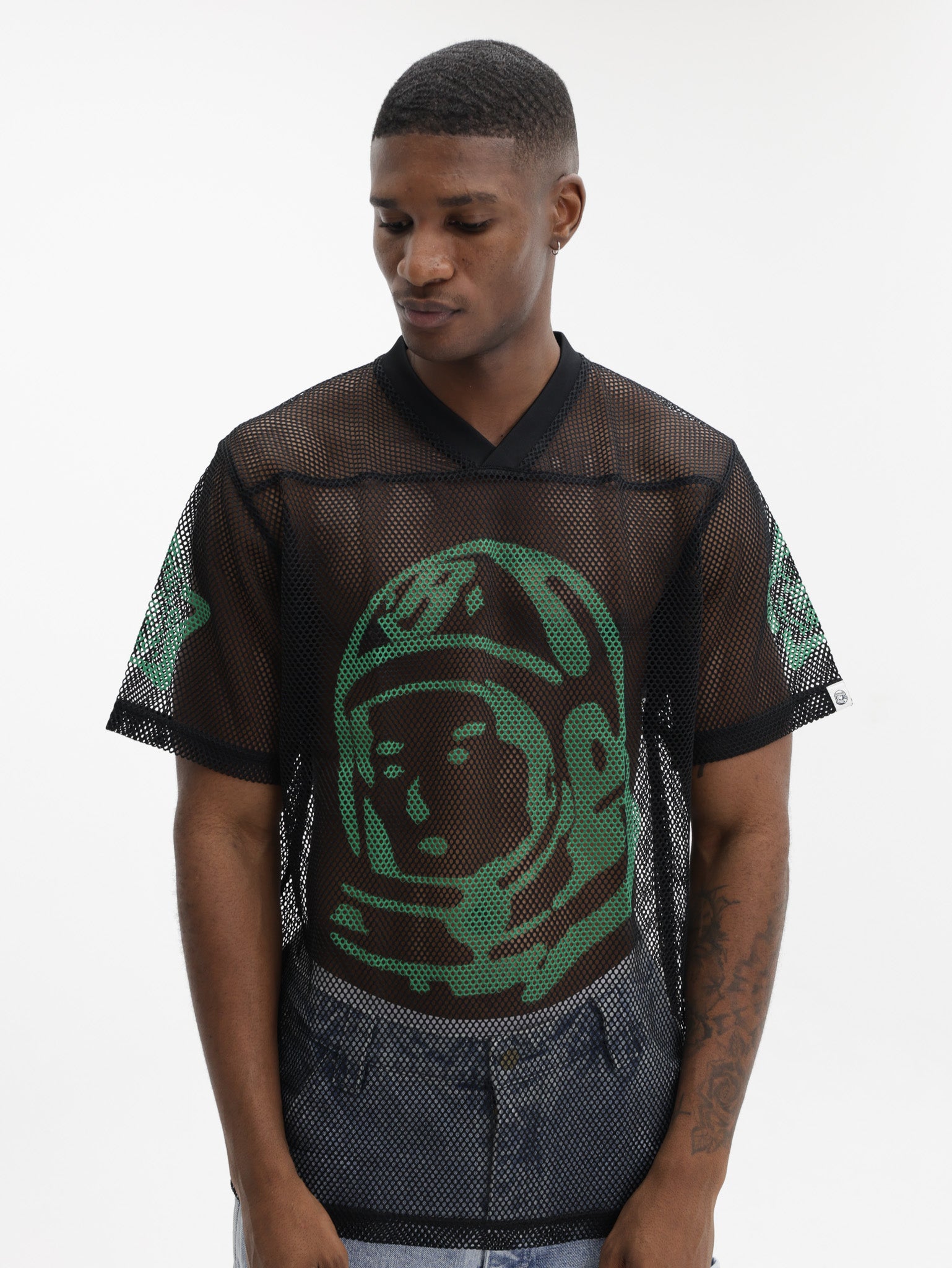 BILLIONAIRE BOYS CLUB フットボールシャツ Billionaire Boys Club T-Shirt Balls Astro Big Mesh Football Black