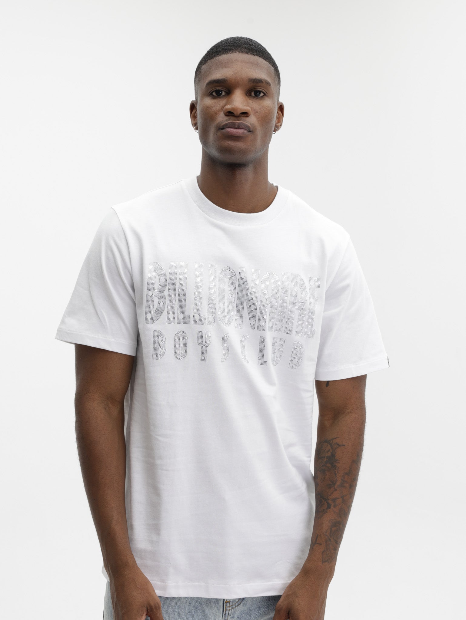 Billionaire Boys Club T-Shirt Rhinestone Straight Logo White