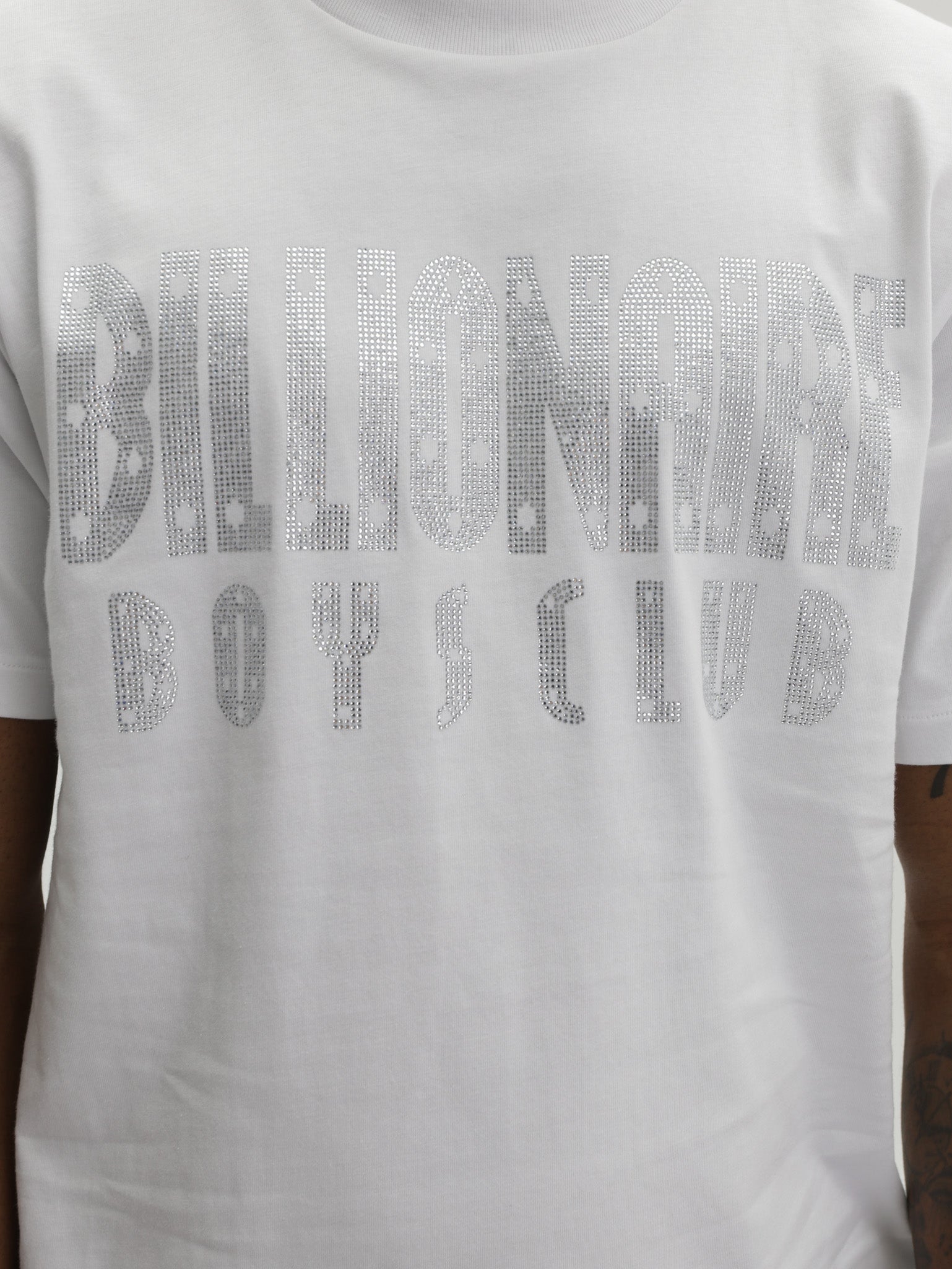 Billionaire Boys Club T-Shirt Rhinestone Straight Logo White