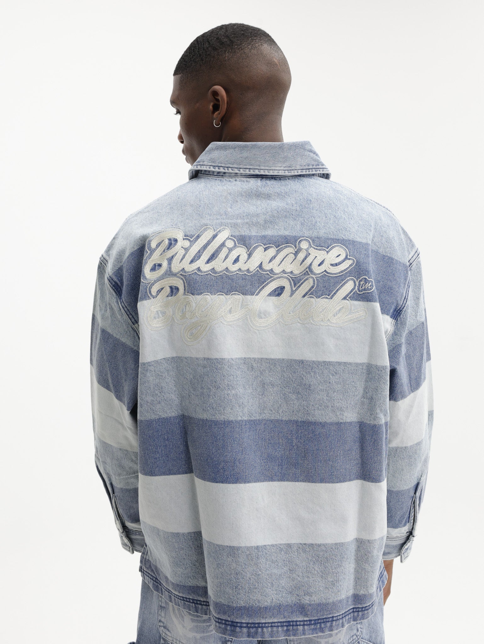 Billionaire Boys Club Shirt Script Denim Long Sleeve Rugby Light Wash Blue