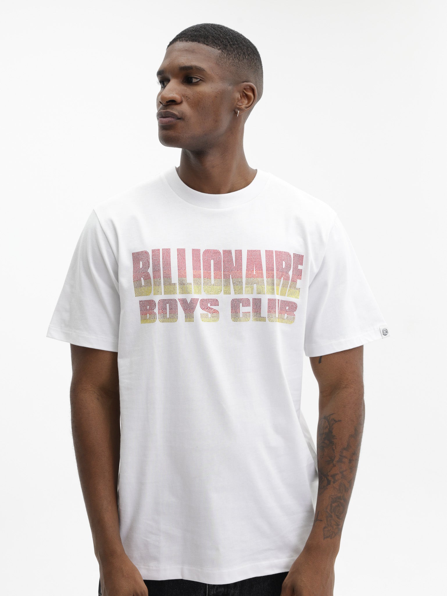 Billionaire Boys Club T-Shirt Straight Logo Gradient Diamonte White