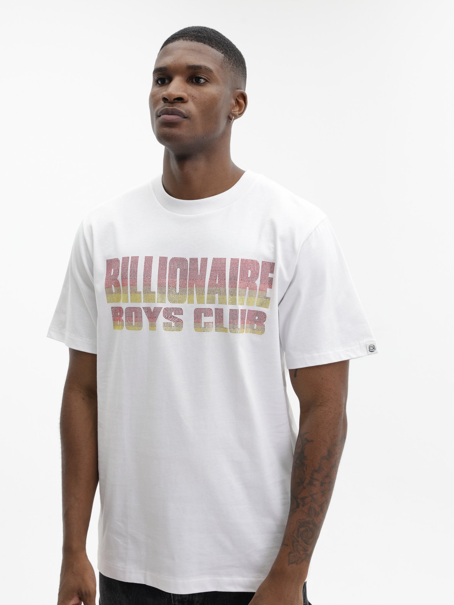 Billionaire Boys Club T-Shirt Straight Logo Gradient Diamonte White