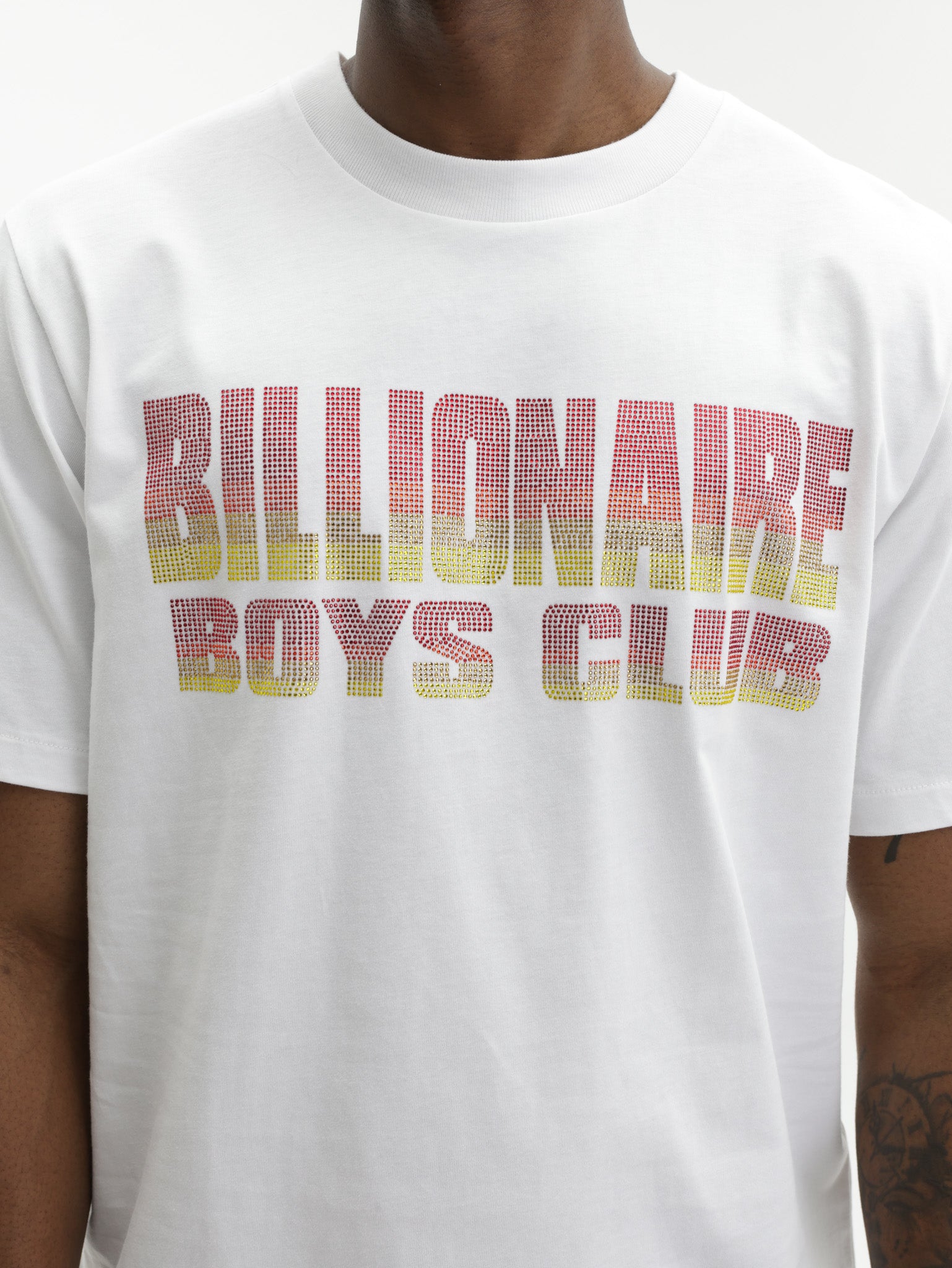 Billionaire Boys Club T-Shirt Straight Logo Gradient Diamonte White